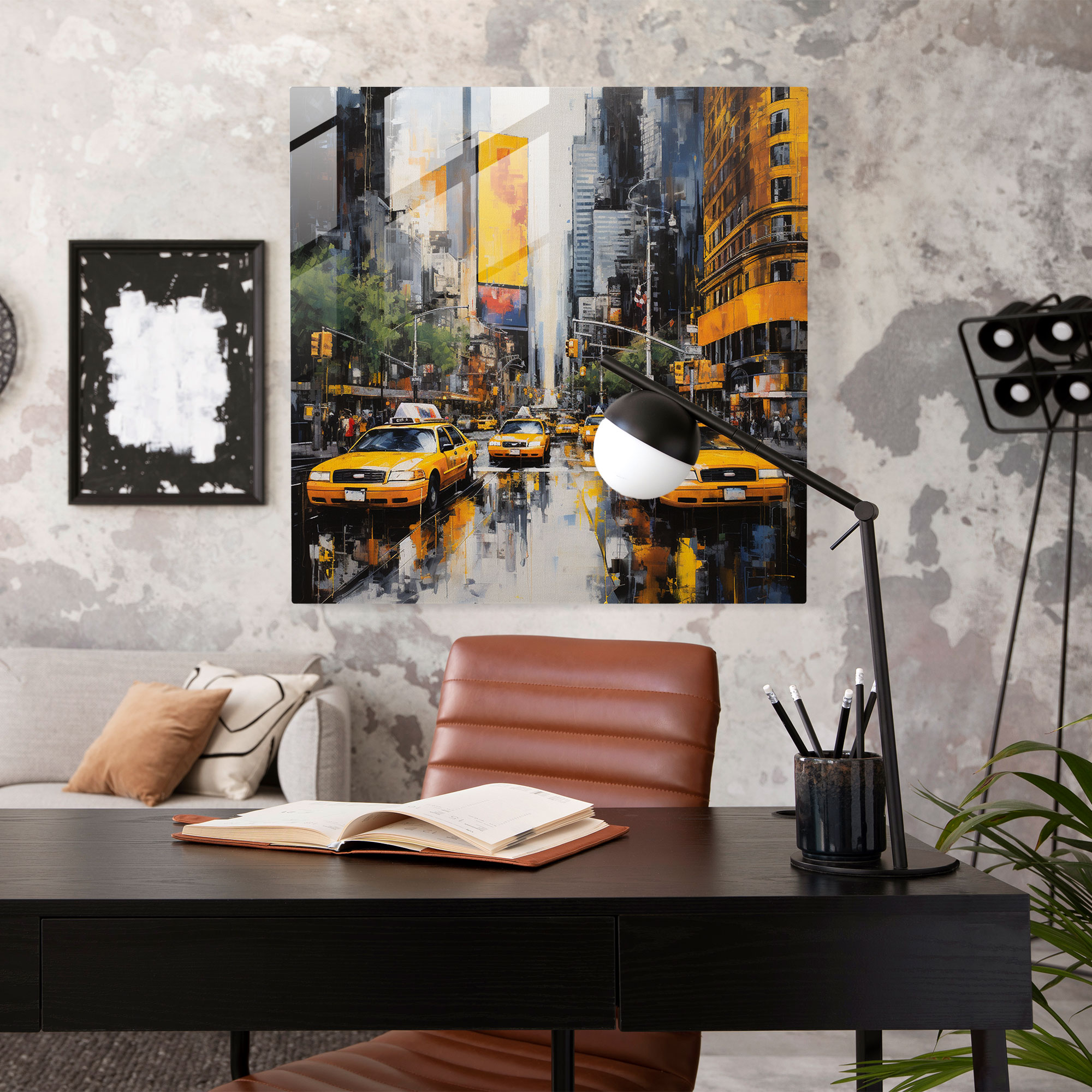 Dynamic Glass Print - Rush Hour's Colorful Symphony