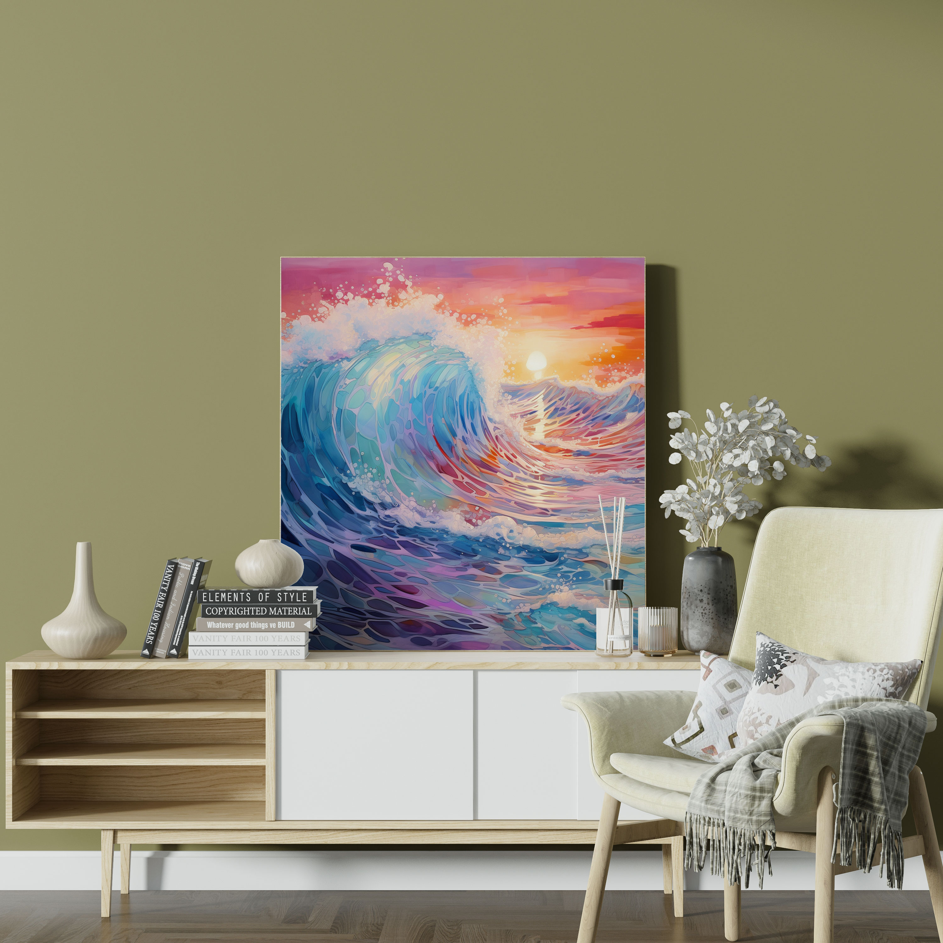 Nursery Wall Decoration: Pastel Ocean Wave - Nursery, Ocean Wave, Home Decoration, Canvas Wall Art