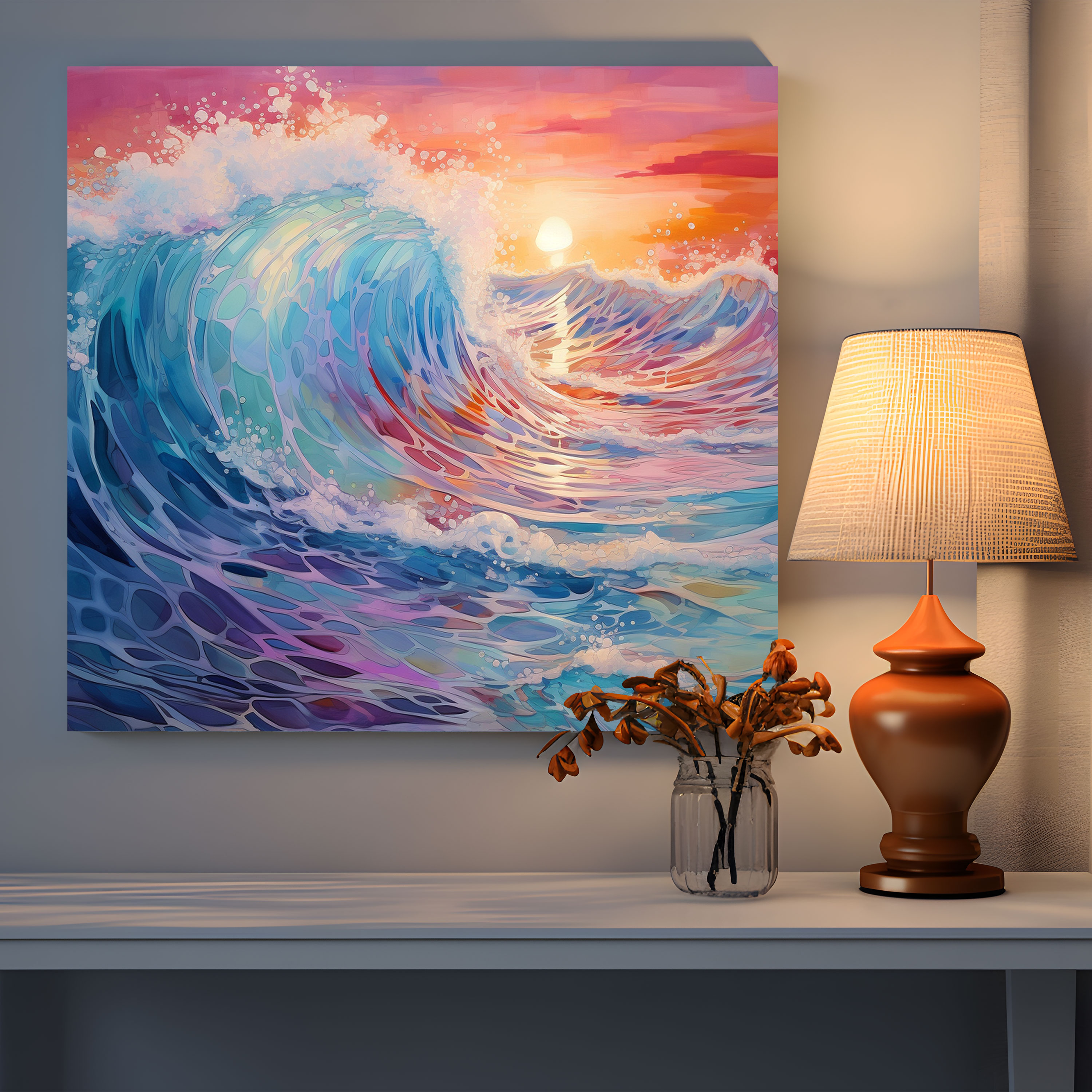Nursery Wall Decoration: Pastel Ocean Wave - Nursery, Ocean Wave, Home Decoration, Canvas Wall Art
