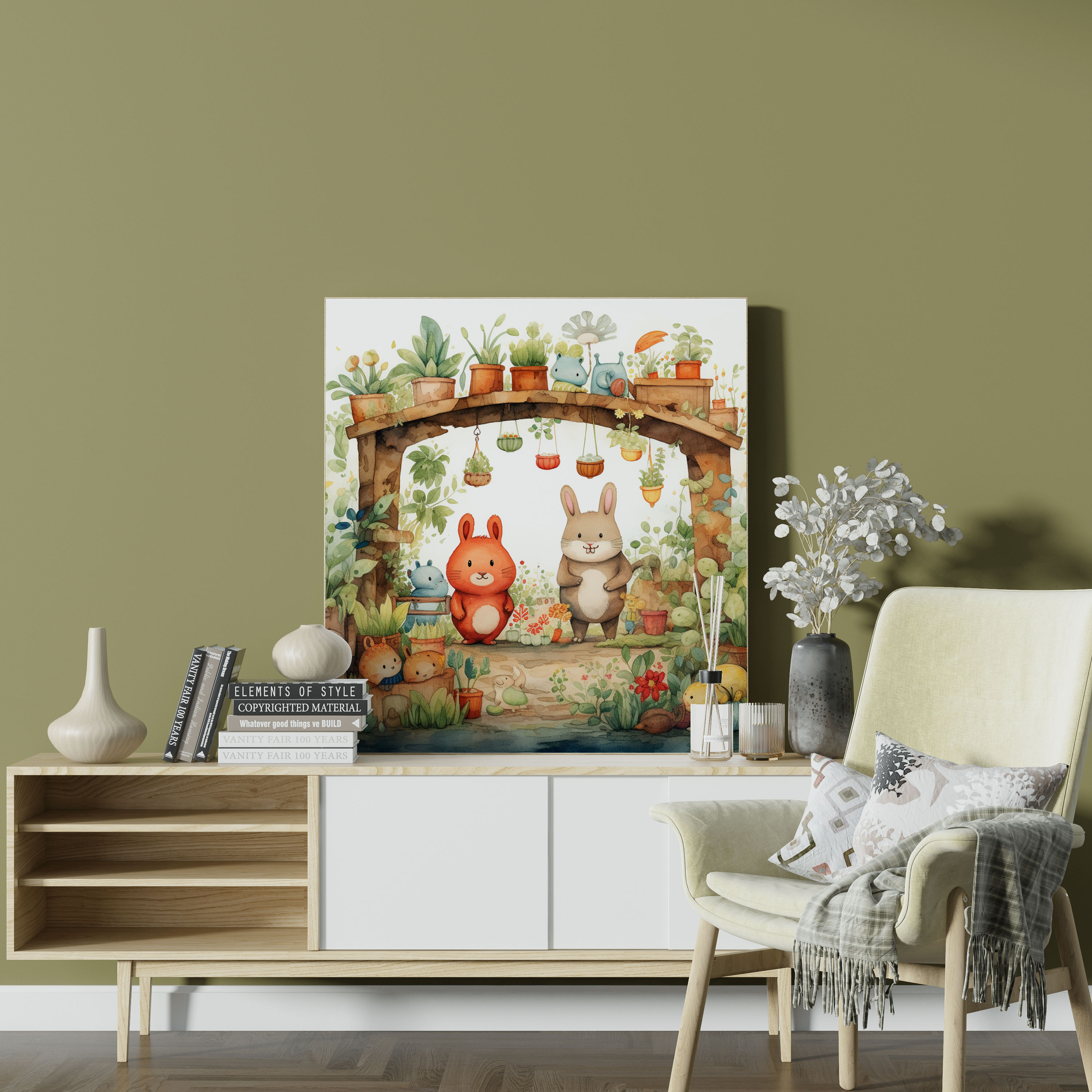 Nursery Whimsical Watercolor Wall Art - Nursery, Wall Decoration, Canvas, Wall Art