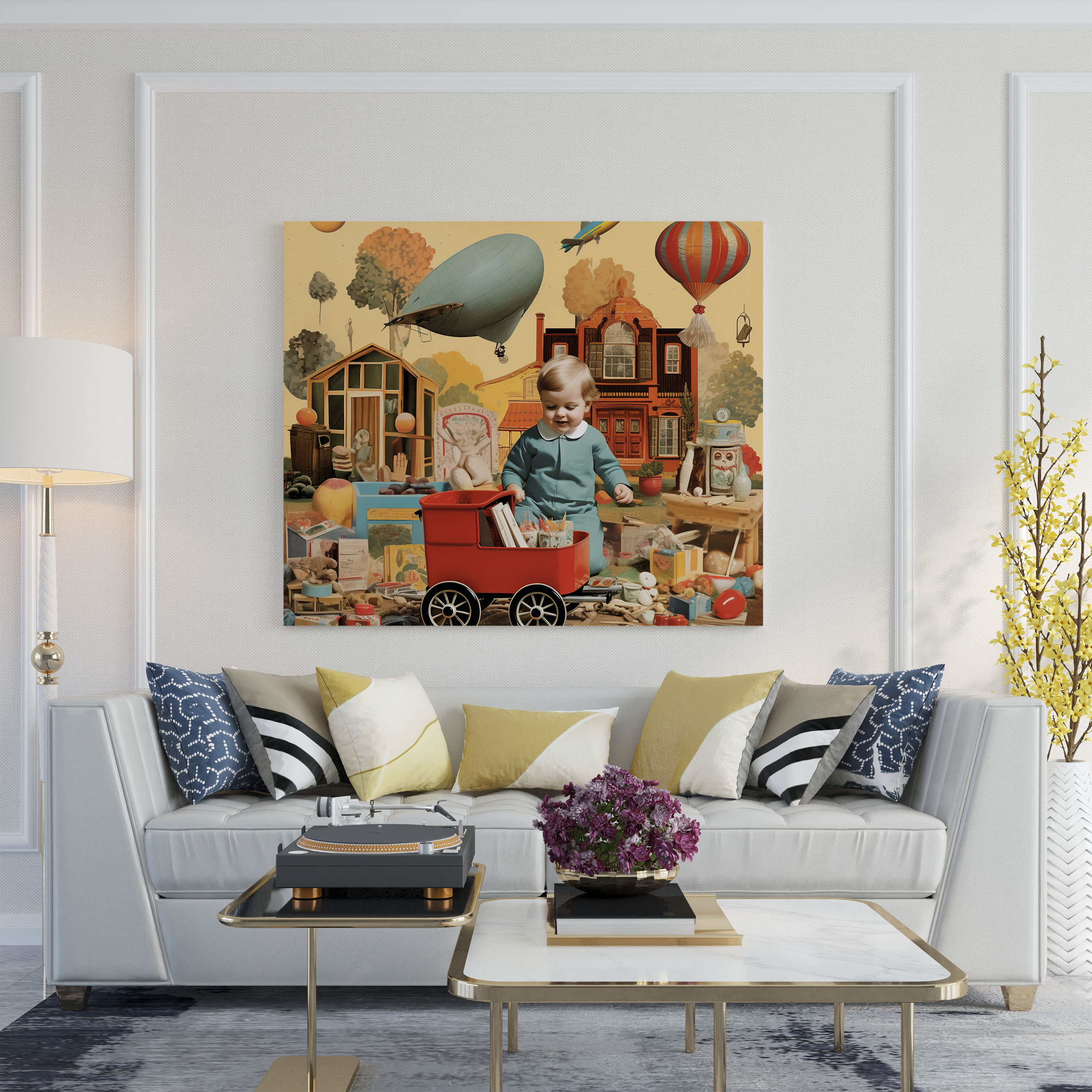 Vintage inspirierte Collage Wanddekoration für das Kinderzimmer - Erinnerungen Zuhause Nostalgie Dekoration