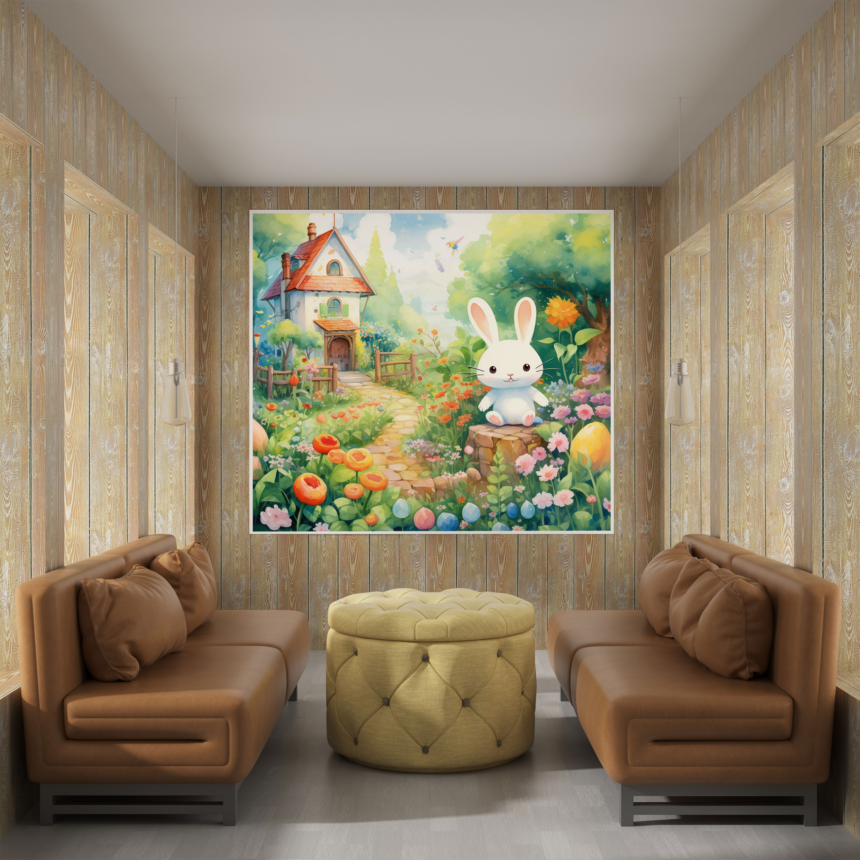 Livhaftes Aquarellgemälde für Kinderzimmer Leinwandbild - Kinderzimmer Wanddekoration Wandkunst