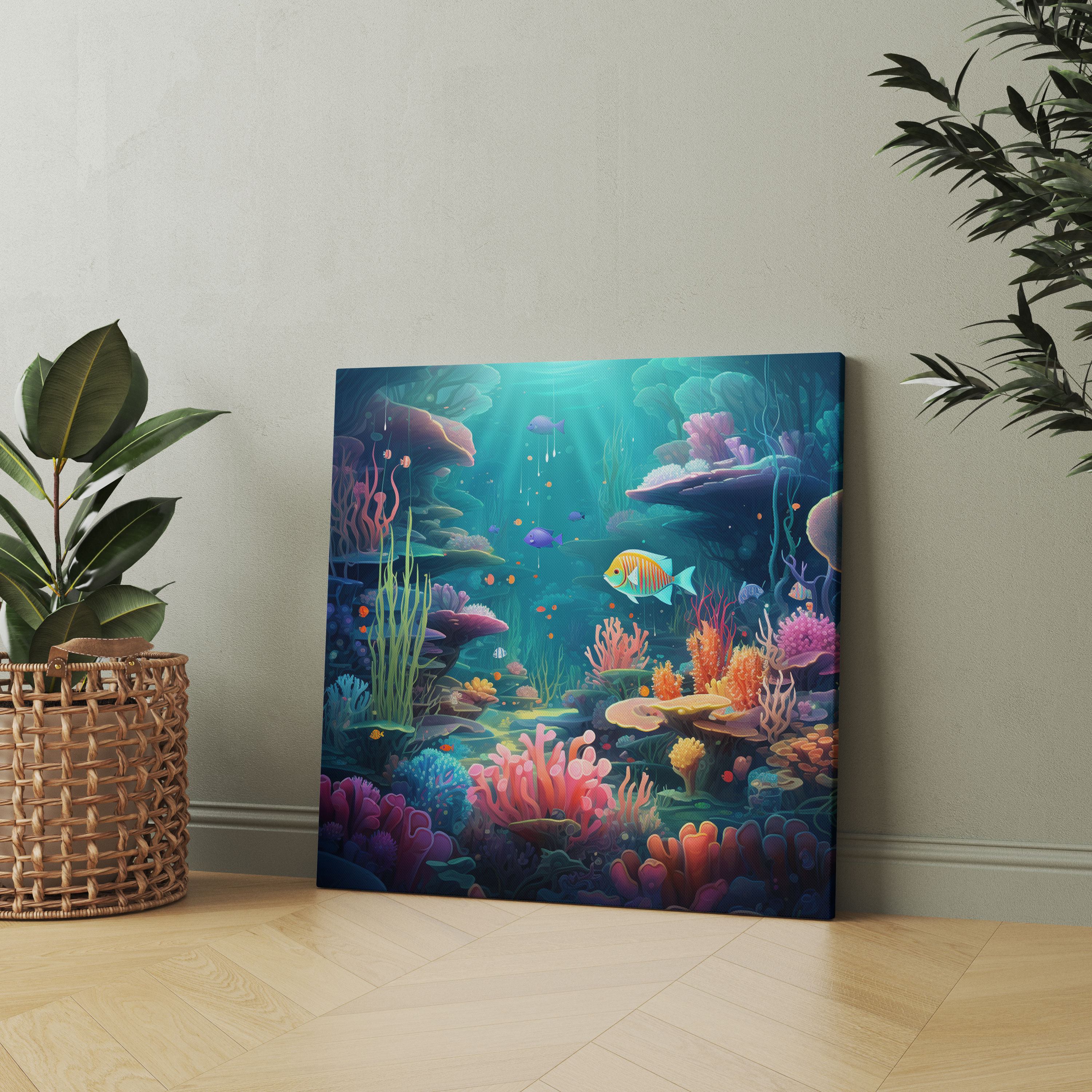 Nursery Undersea Canvas Print - Nursery, Canvas, Digital Illustration, Canvas Wall Art