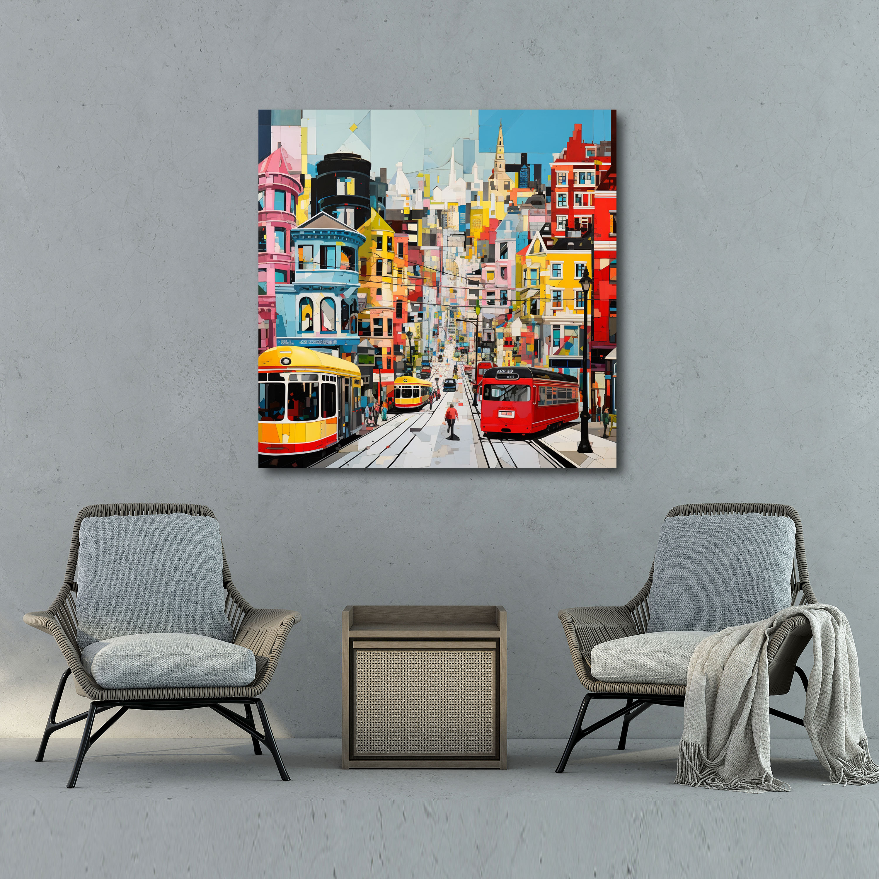 Nursery Cityscape Wall Art - Nursery, Wall Art, Vibrant Cityscape, Collage Art
