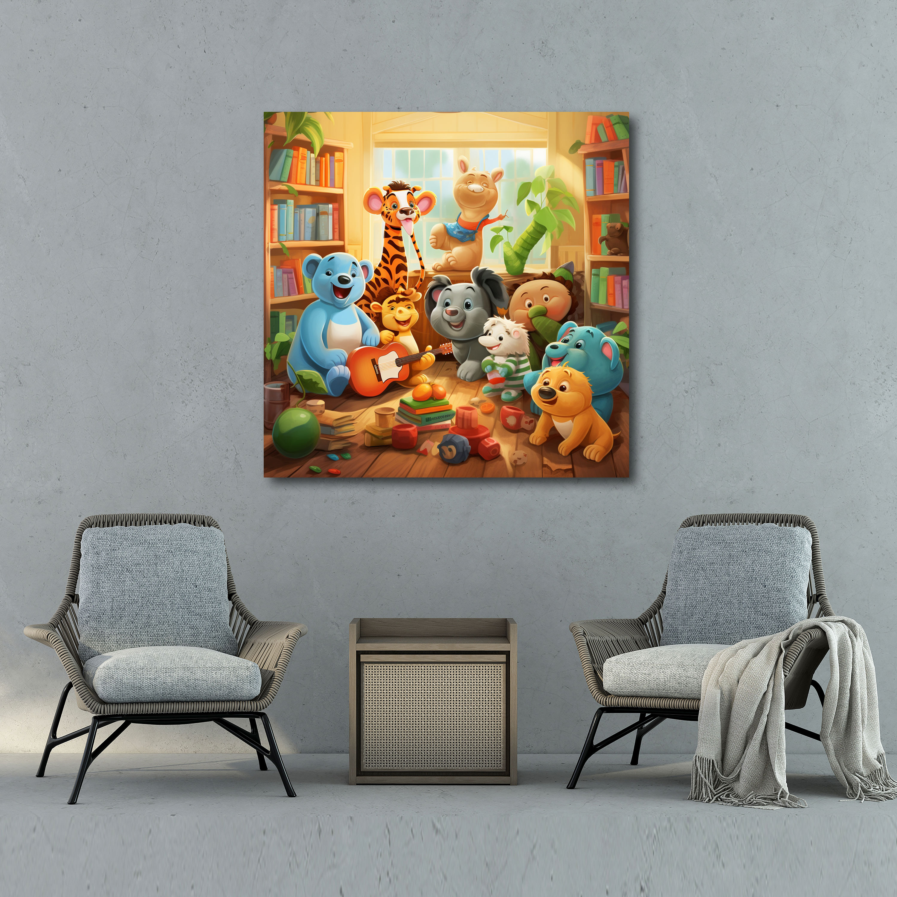 Nursery Animals Canvas Print - Nursery, Colorful, Wall Decoration, Wall Art