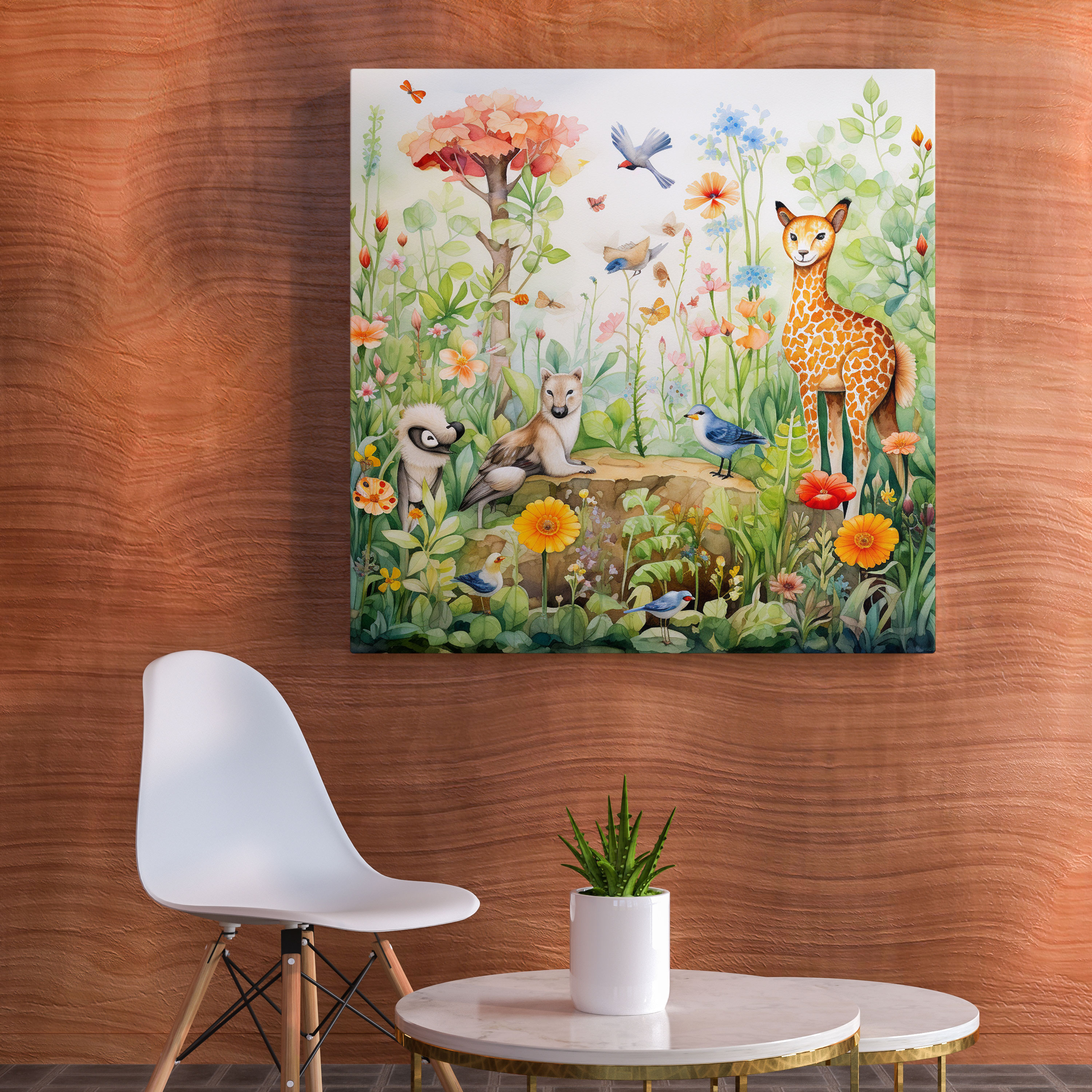 Nursery Whimsical Watercolor Canvas Print - Nursery, Canvas Print, Animals, Whimsical Watercolor Drawings