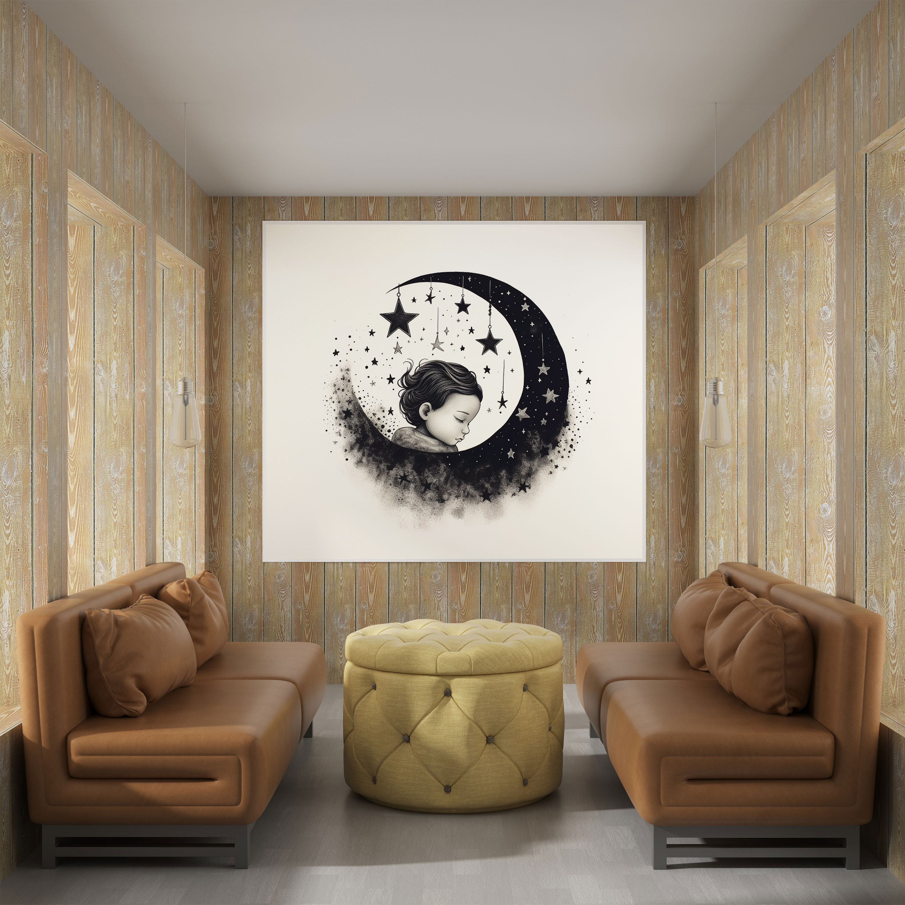Nursery Minimalist Ink Wall Art - Nursery, Canvas, Wall Art, Minimalist Ink Illustrations