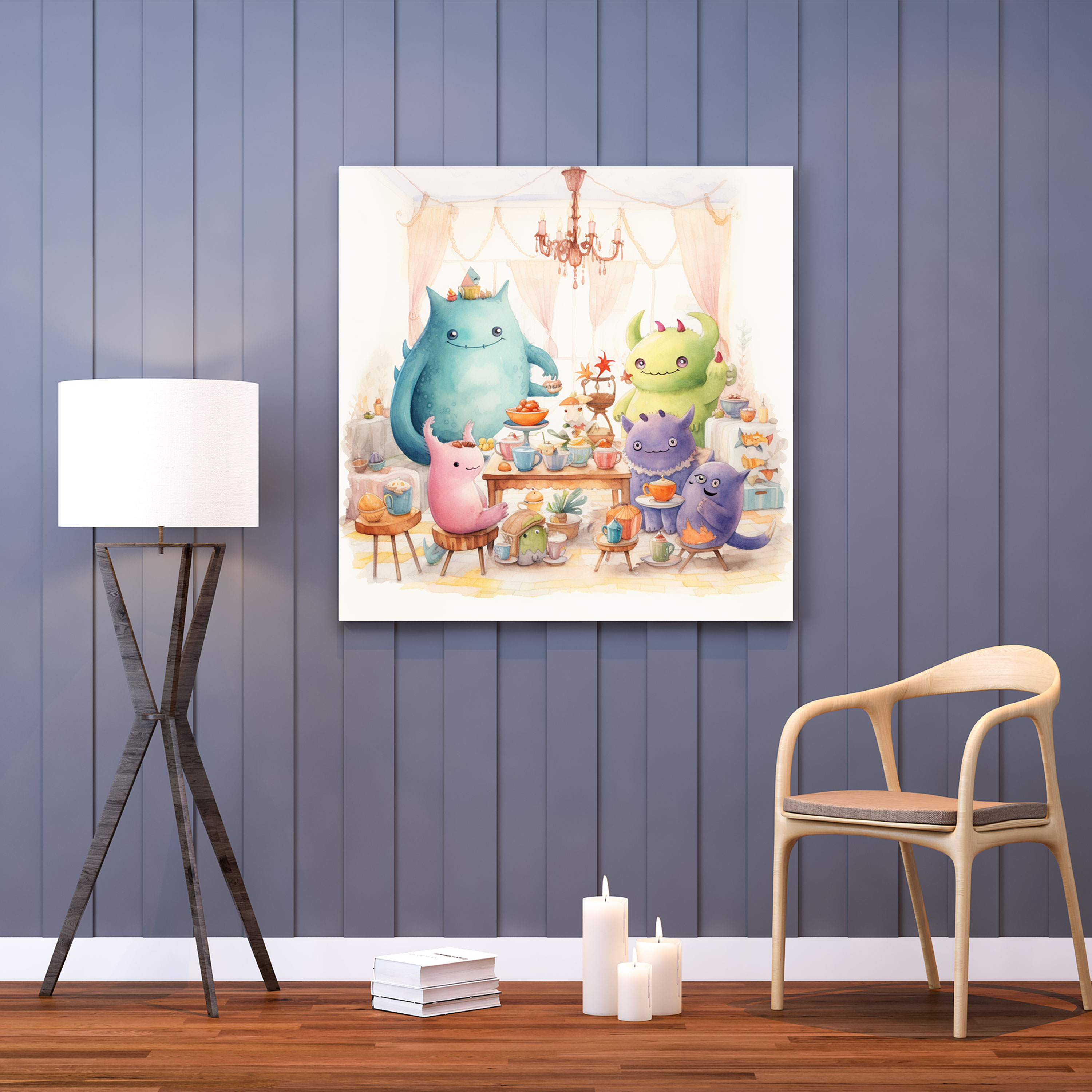 Nursery Playful Watercolor Canvas Print - Nursery, Nursery Decor, Playful Watercolor Illustrations, Canvas Print