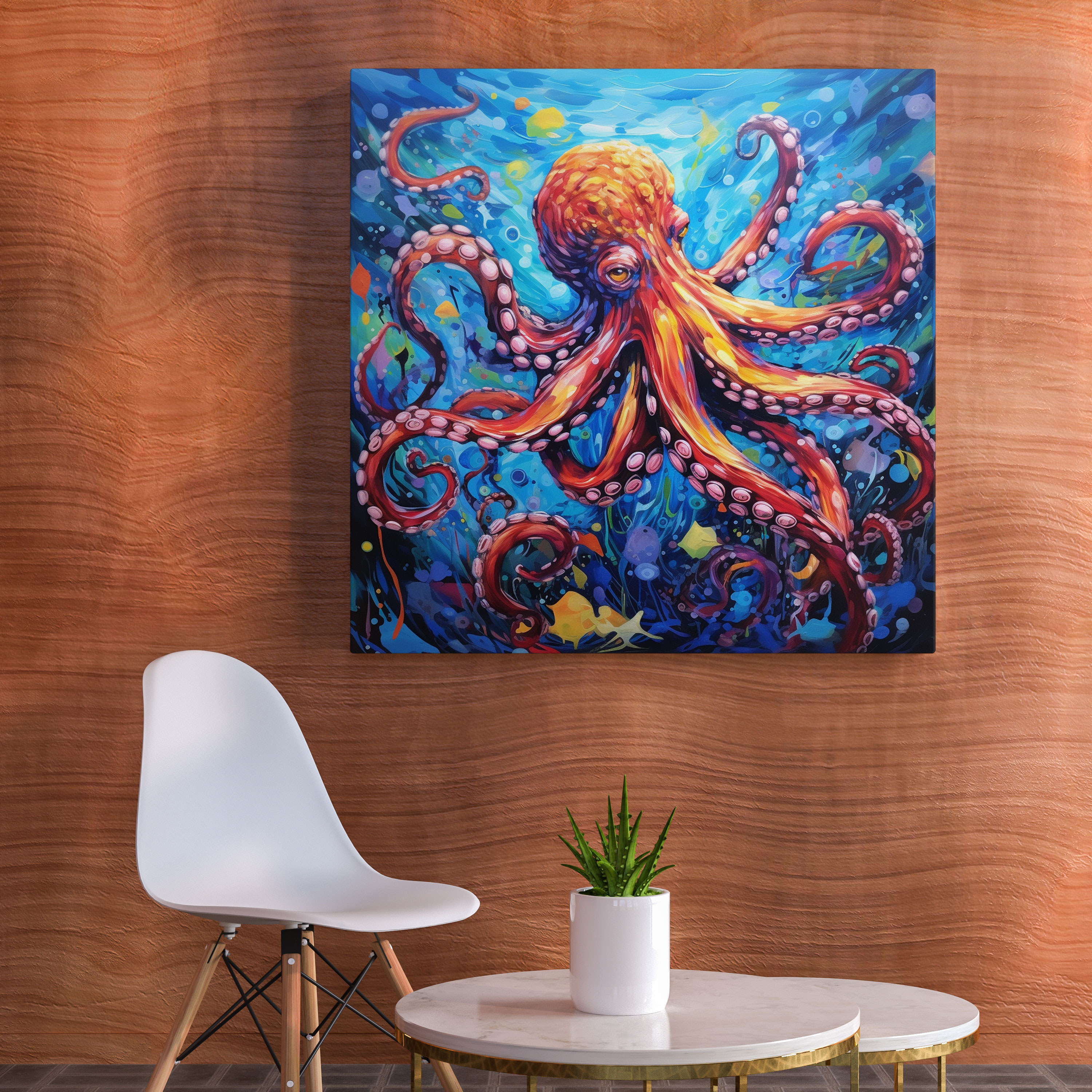 Octopus Canvas Print - Abstract Acrylic Painting - Octopus, Canvas, Wall Decoration, Wall Art