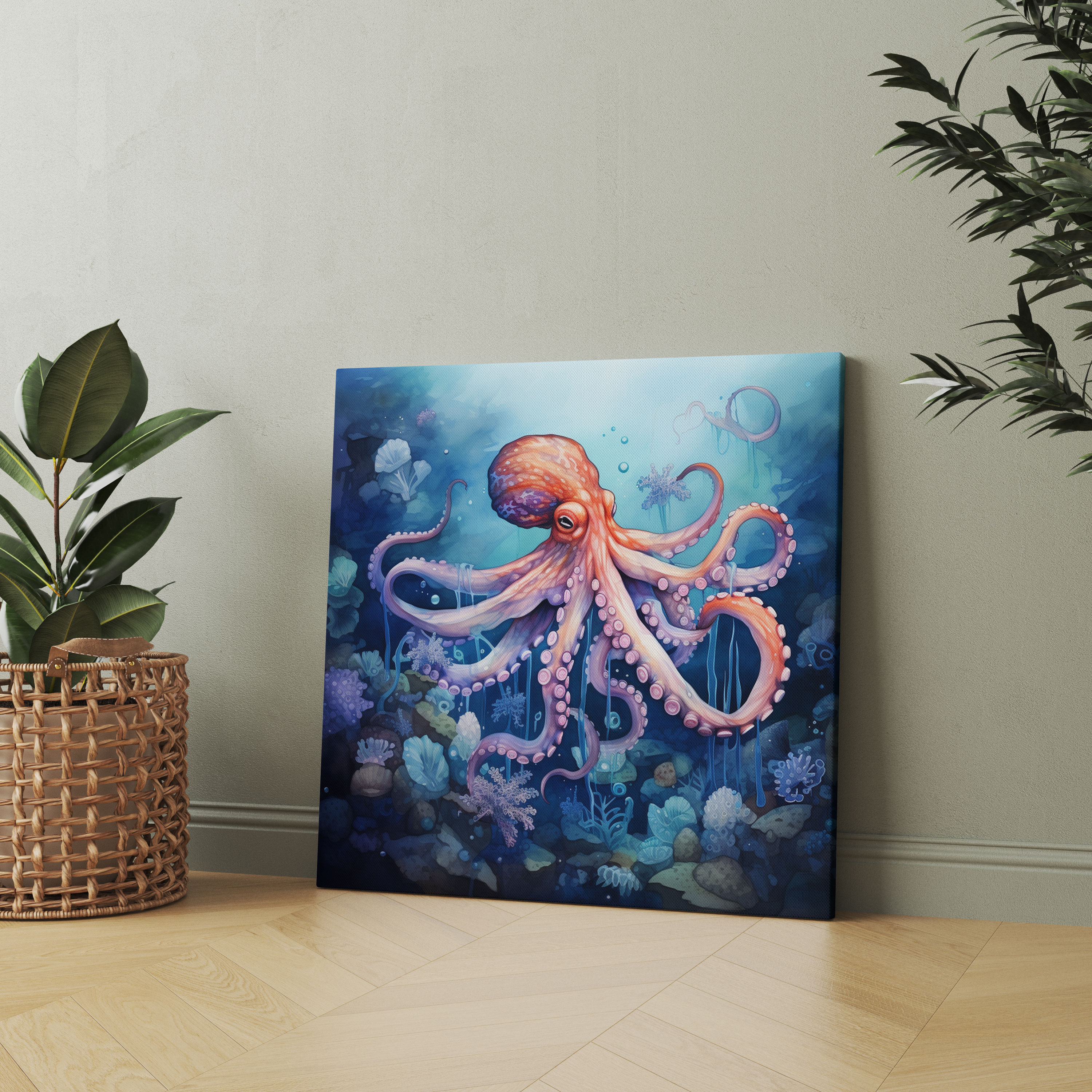 Octopus Canvas Print - Graceful Watercolor Painting - Octopus, Wall Decoration, Home Decoration, Watercolor Painting