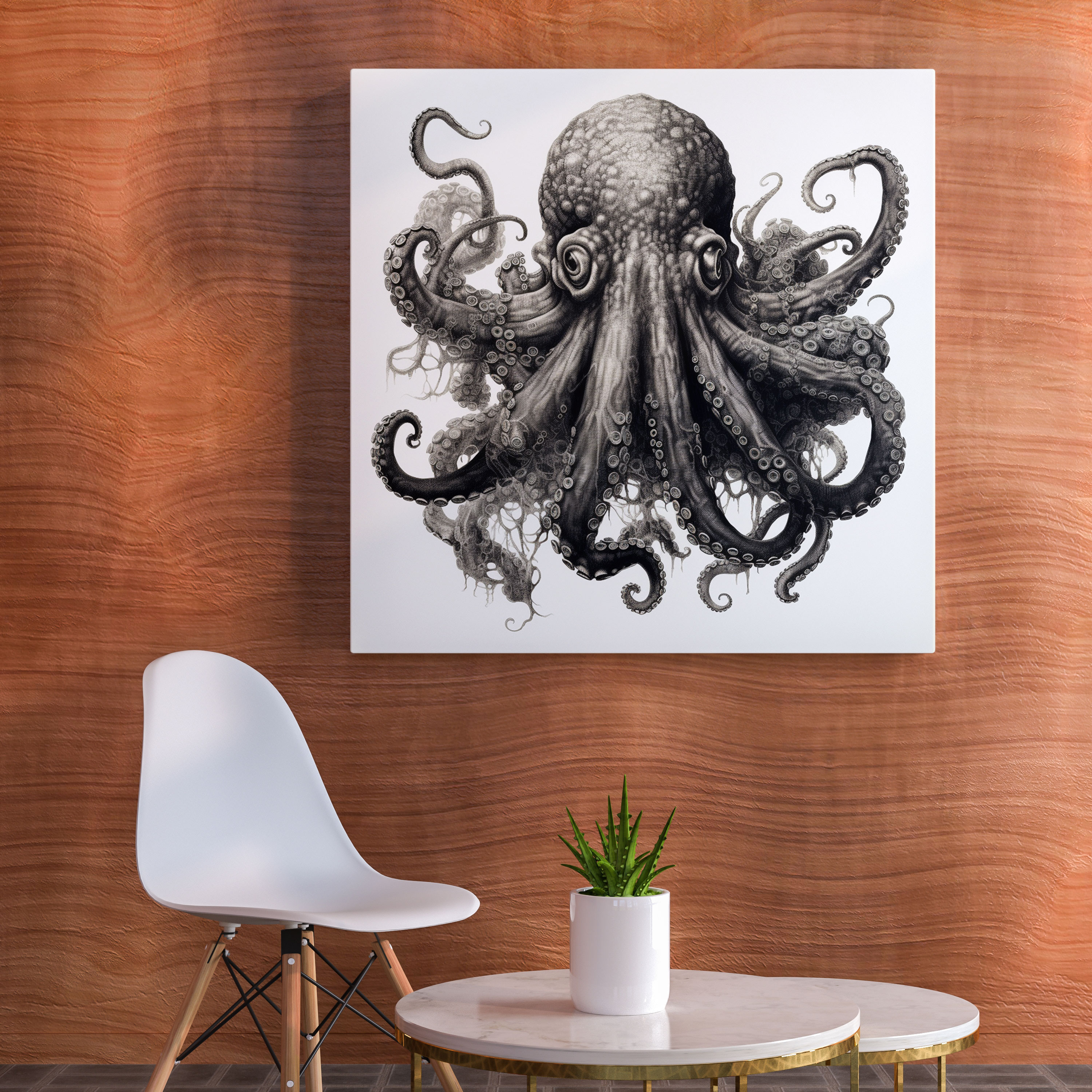 Octopus Wall Decoration - Intricate Pen And Ink Drawing - Octopus, Detailed Illustration, Wall Art, Pen And Ink Drawing