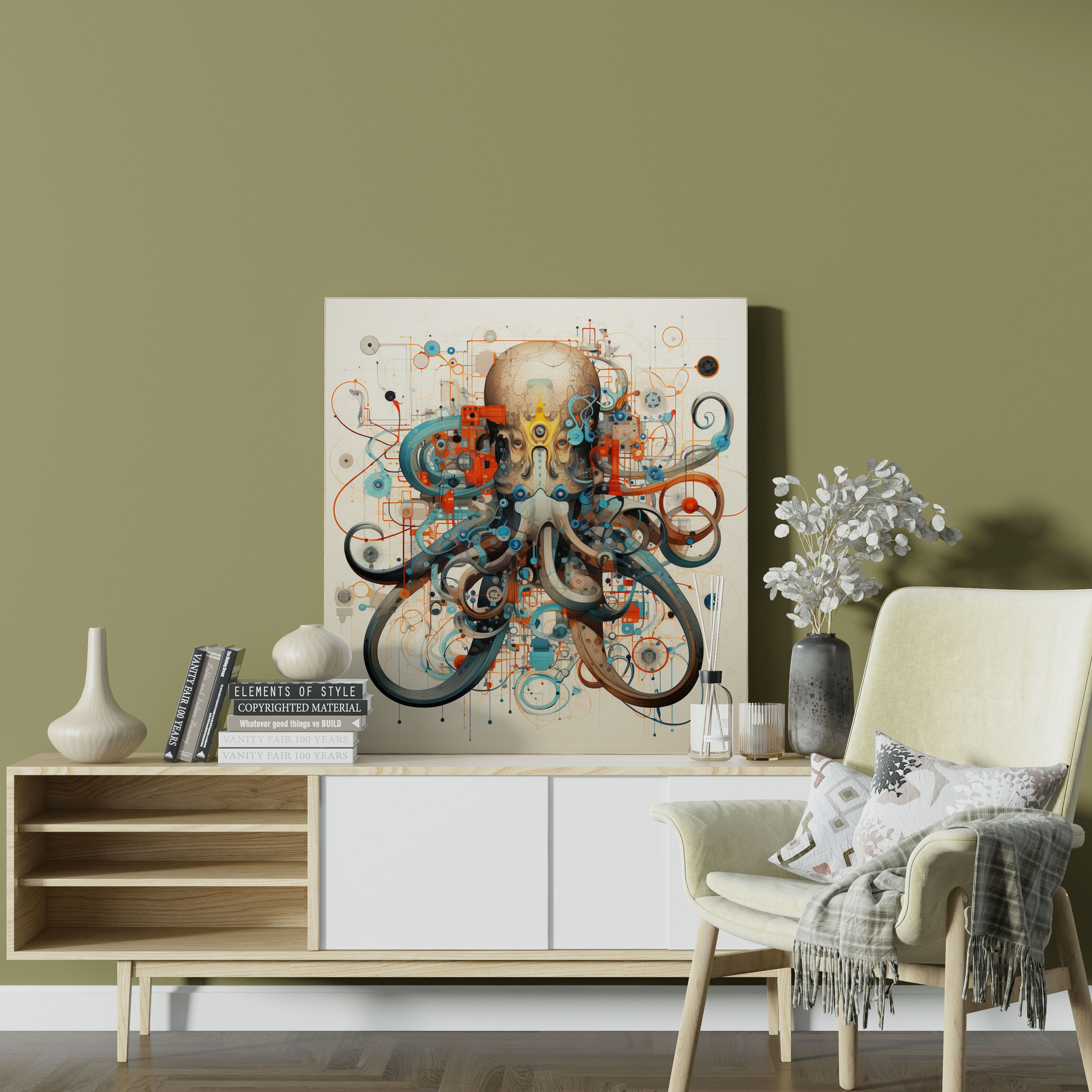 Octopus Wall Art - Geometric Abstraction - Octopus, Intricate Shapes, Octopus, Home Decoration