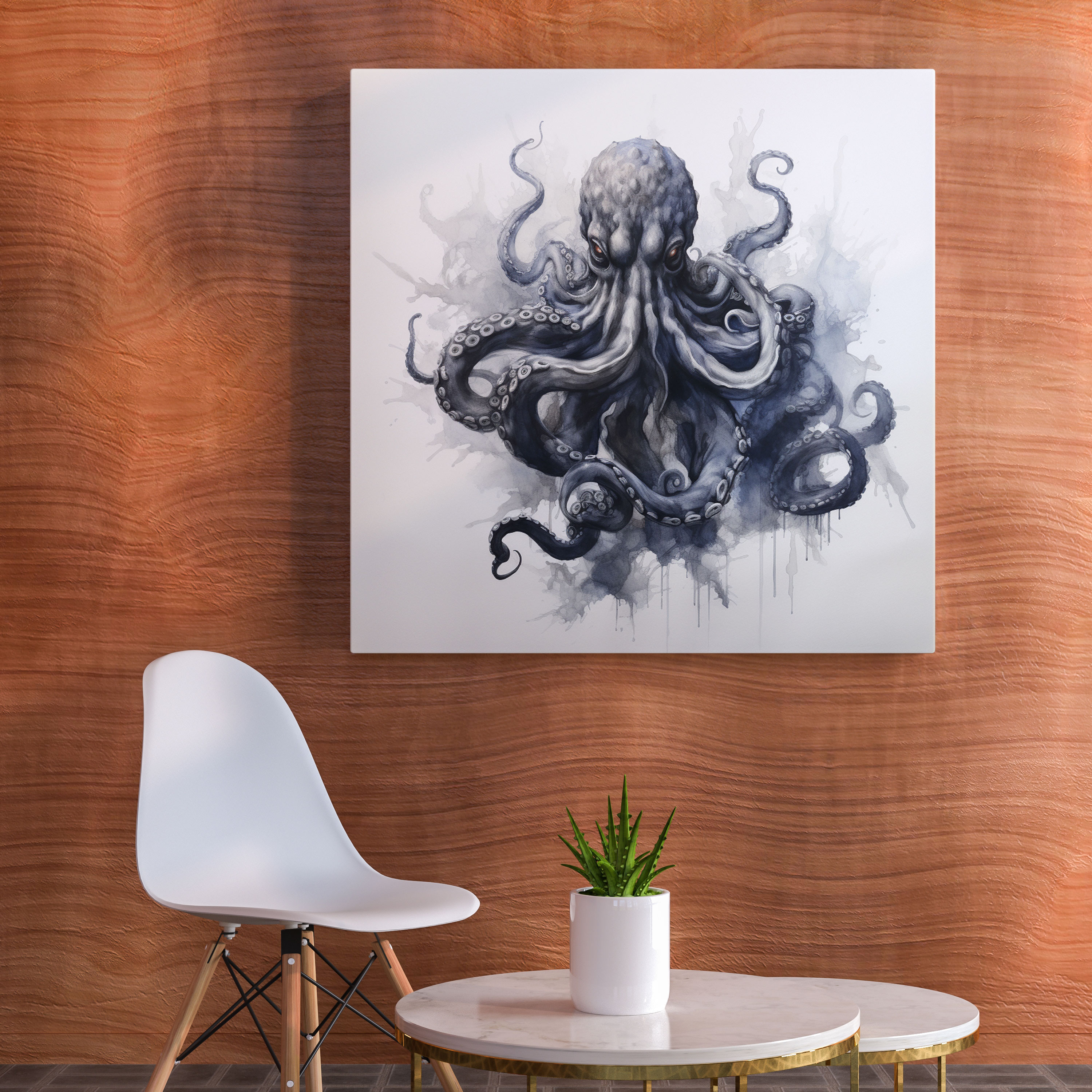 Octopus Canvas Print - Intriguing Ink Wash Wall Art - Octopus, Ink Wash Painting, Octopus, Canvas Print