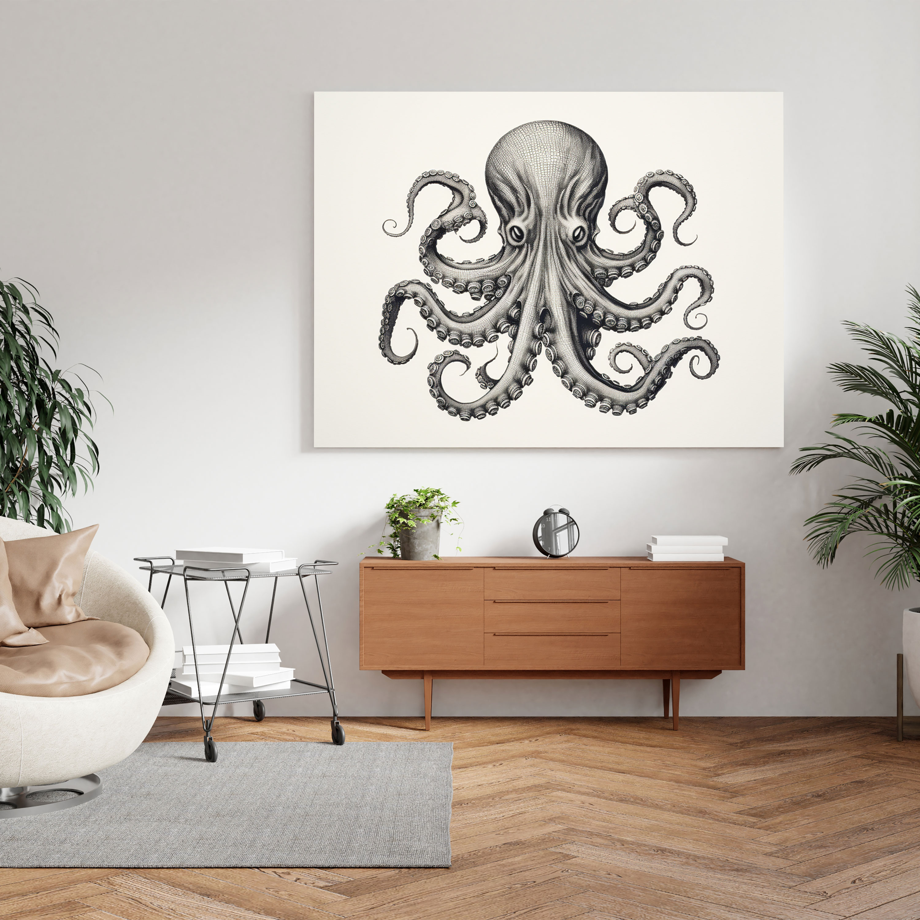 Octopus Wall Art - Minimalist Line Drawing Canvas Print - Octopus, Wall Art, Minimalist Line Drawing, Canvas