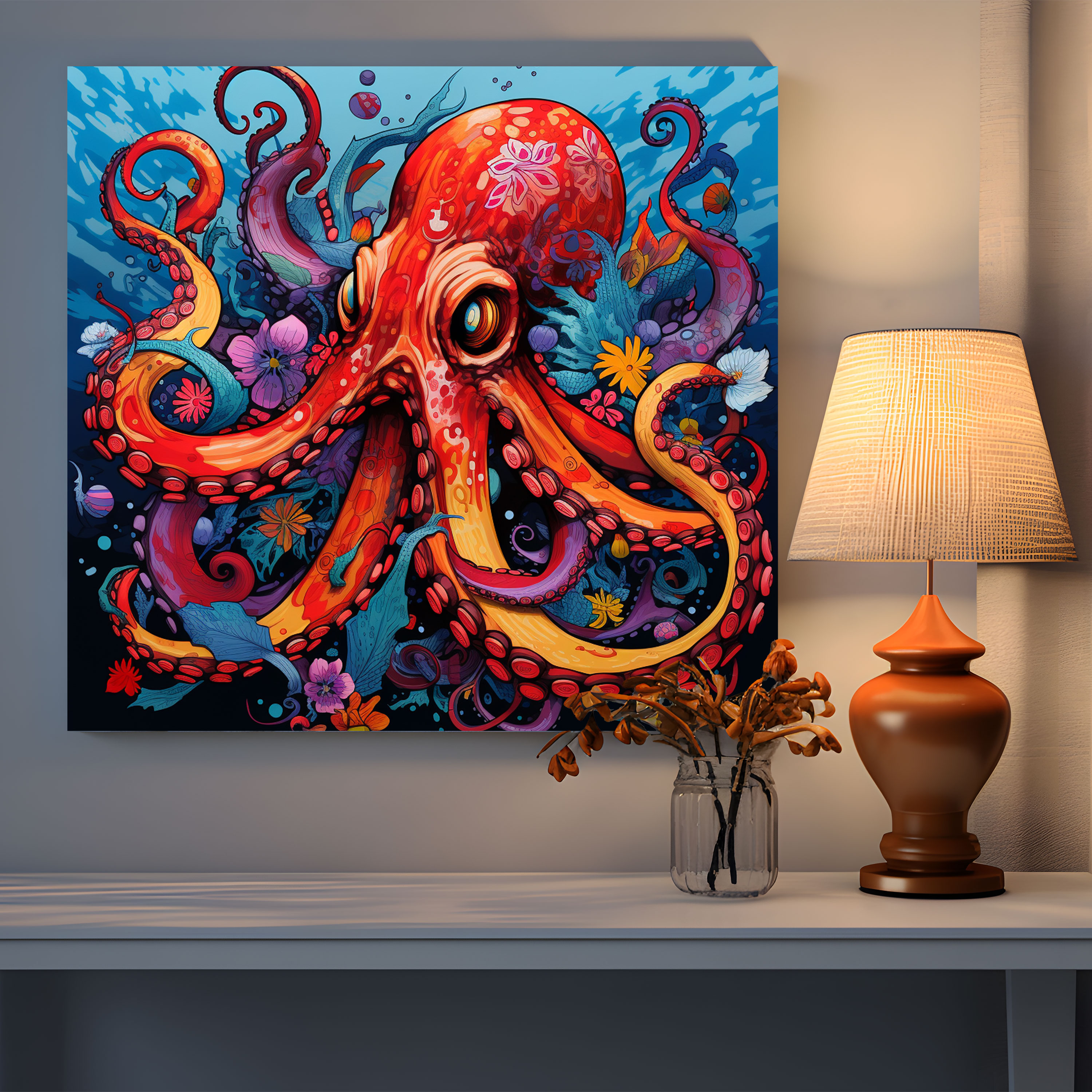 Octopus Canvas Print - Playful Pop Art Wall Art - Octopus, Wall Art, Canvas Print, Home Decoration