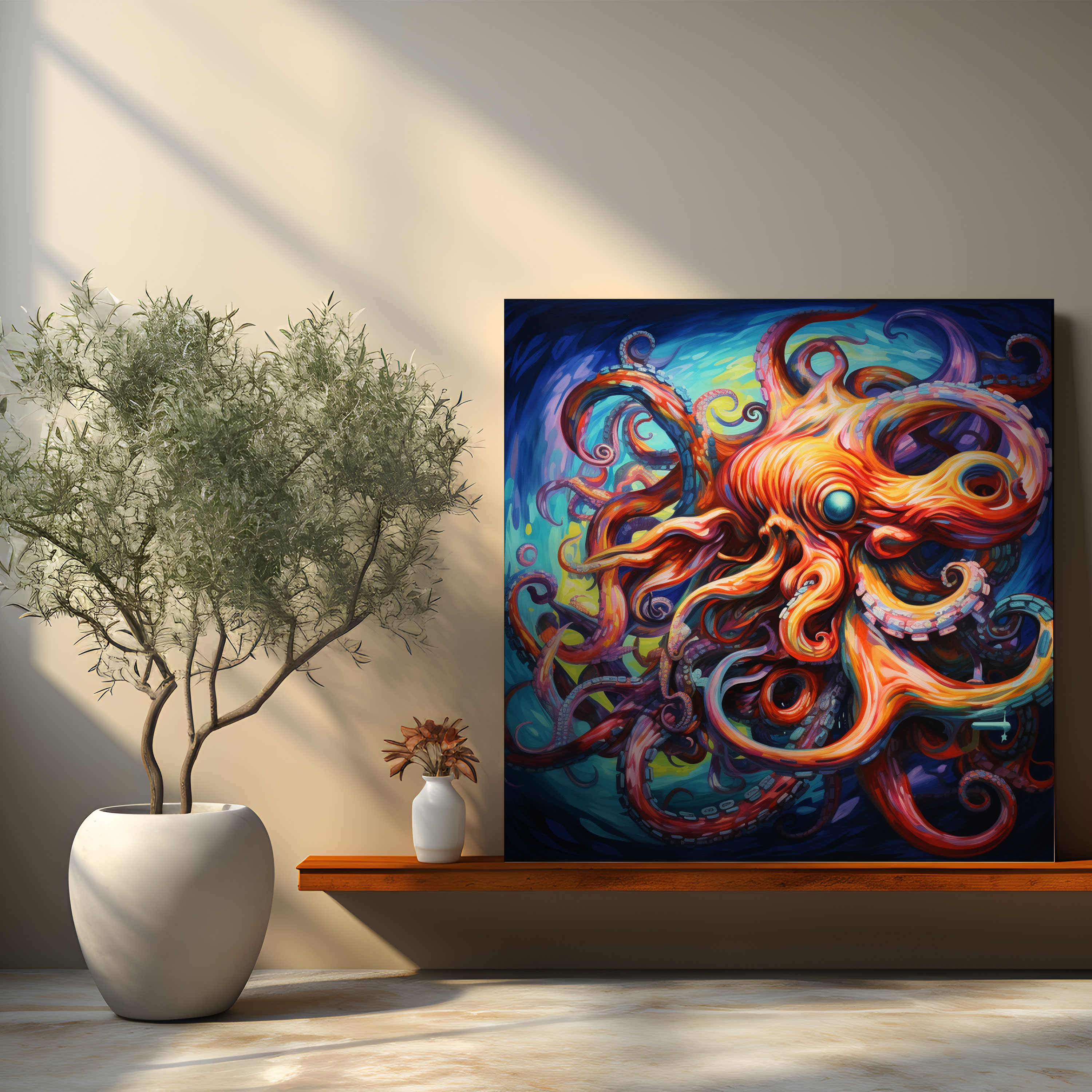Octopus Wall Art - Abstract Acrylic Artwork - Octopus, Canvas, Canvas Wall Art, Vibrant Colors