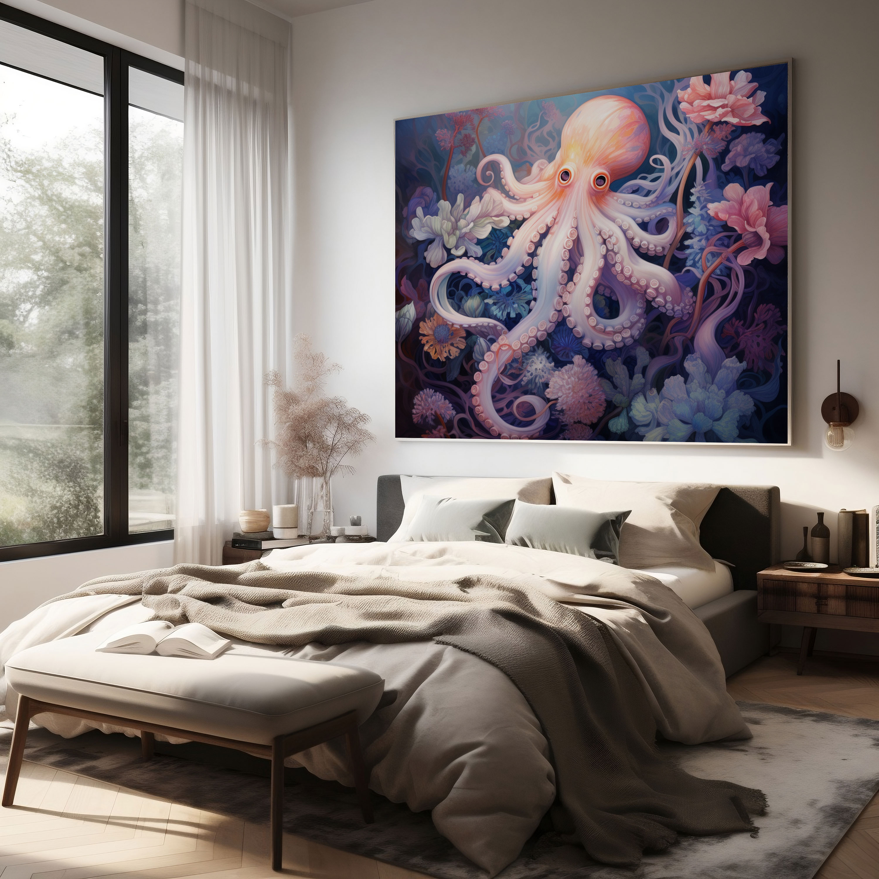 Octopus Canvas Print - Dreamy Pastel Painting - Octopus, Canvas, Canvas Wall Art, Octopus