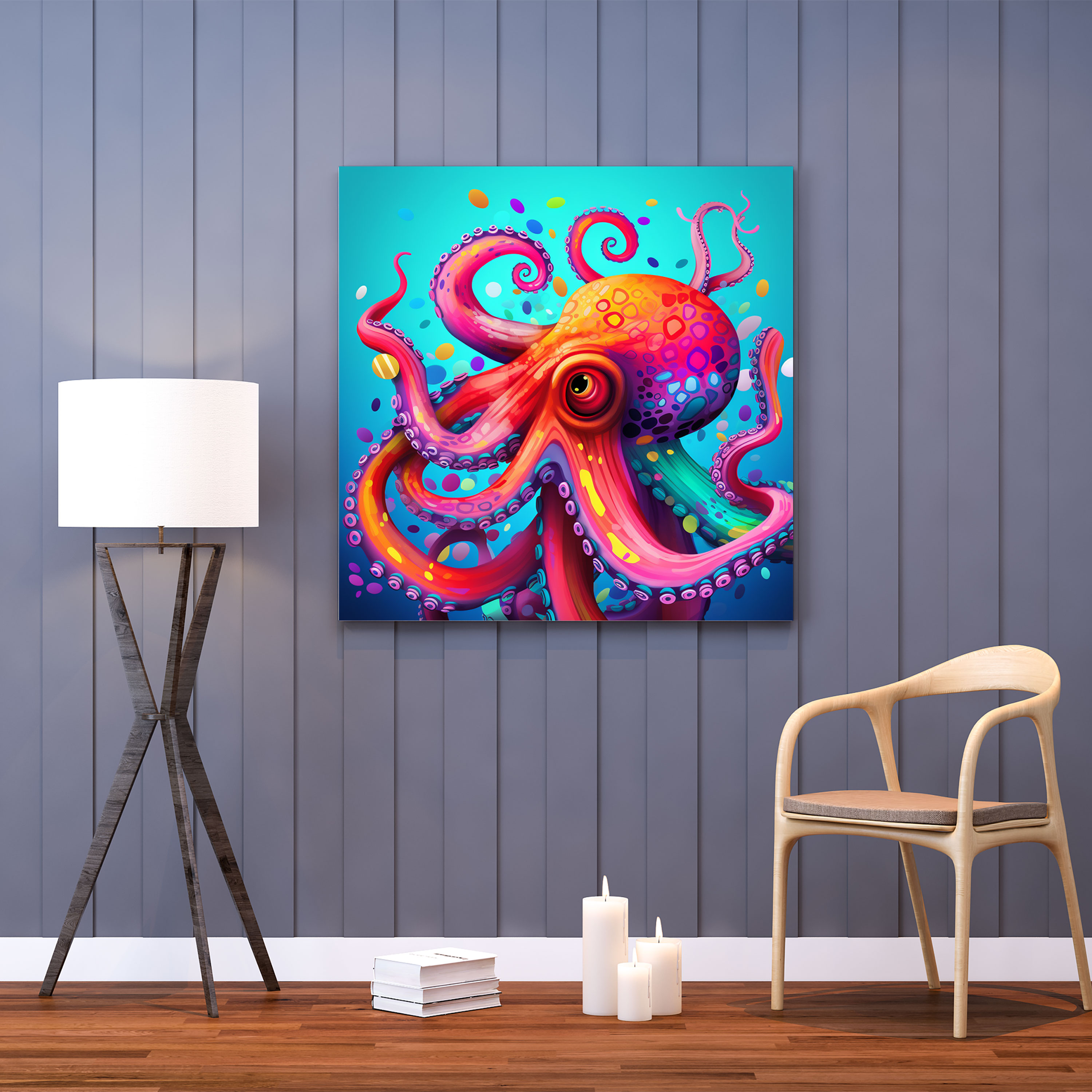 Octopus Wall Art - Pop Art-Inspired Digital Illustration - Octopus, Wall Decoration, Pop Art-Inspired, Canvas