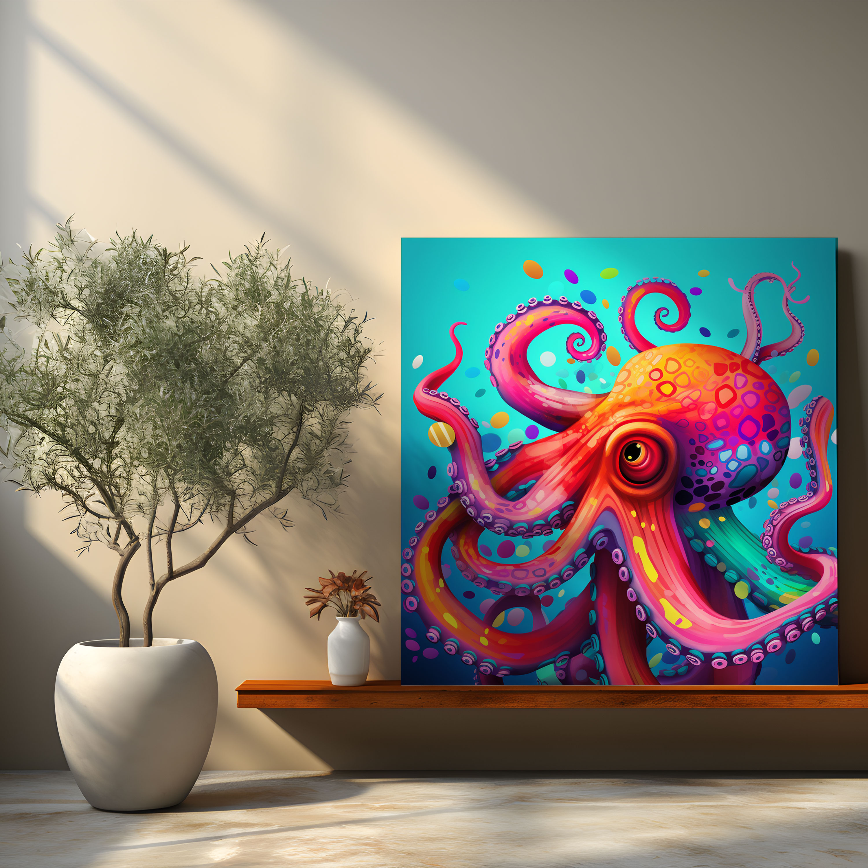 Octopus Wall Art - Pop Art-Inspired Digital Illustration - Octopus, Wall Decoration, Pop Art-Inspired, Canvas
