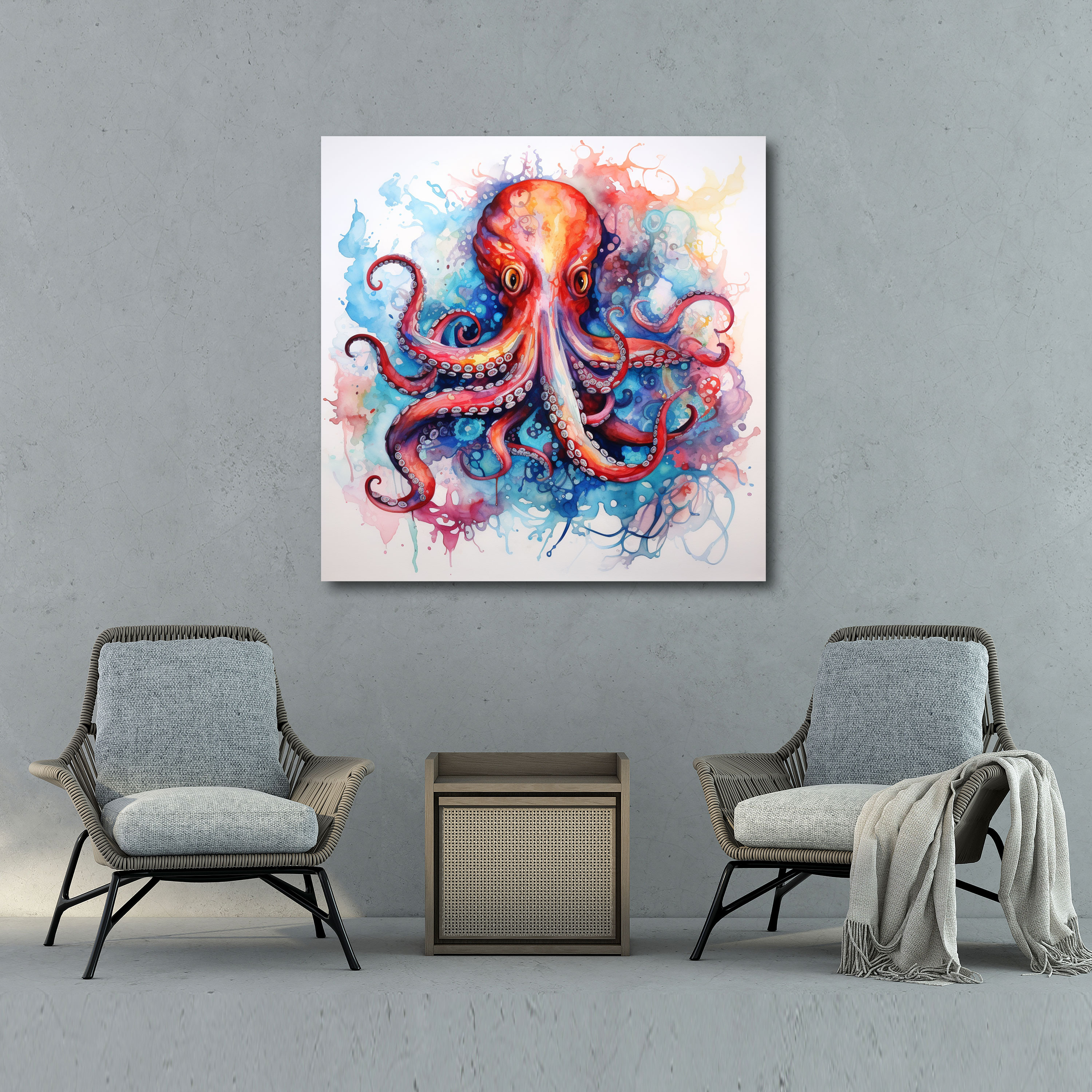 Octopus Watercolor Canvas Print - Octopus, Octopus, Abstract Art, Watercolor