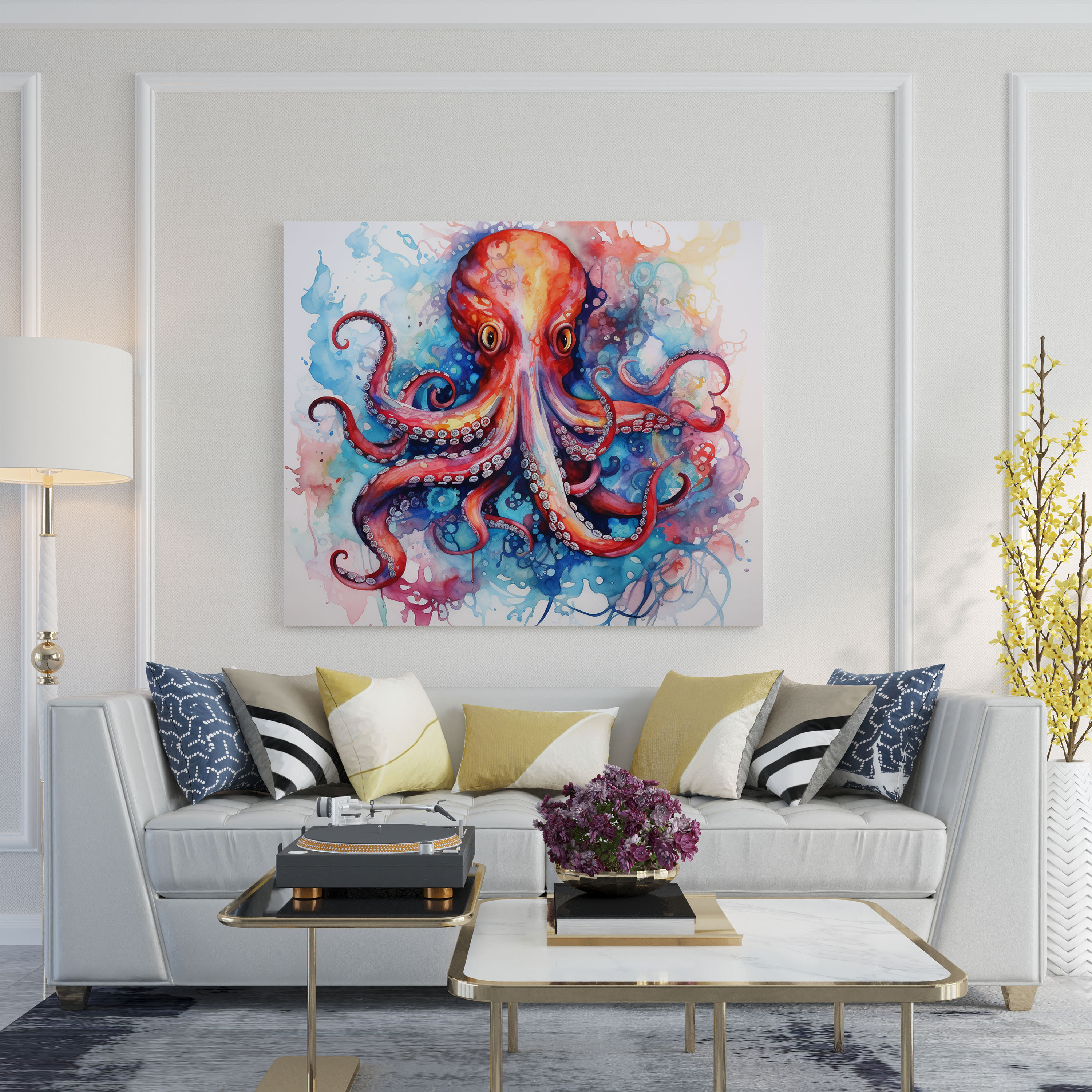 Octopus Watercolor Canvas Print - Octopus, Octopus, Abstract Art, Watercolor
