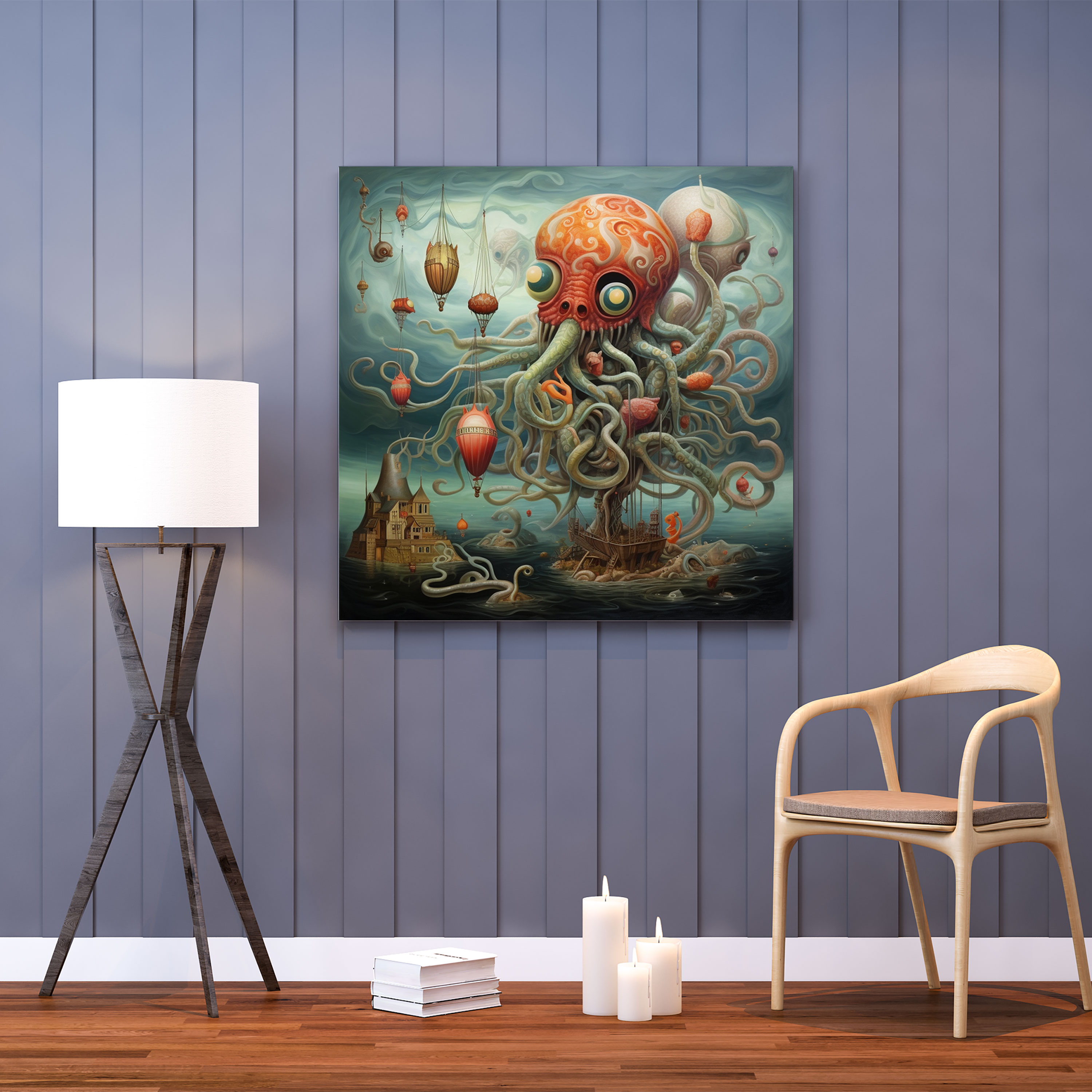 Surreal Octopus Wall Art - Octopus, Canvas, Surreal Art, Home Decoration