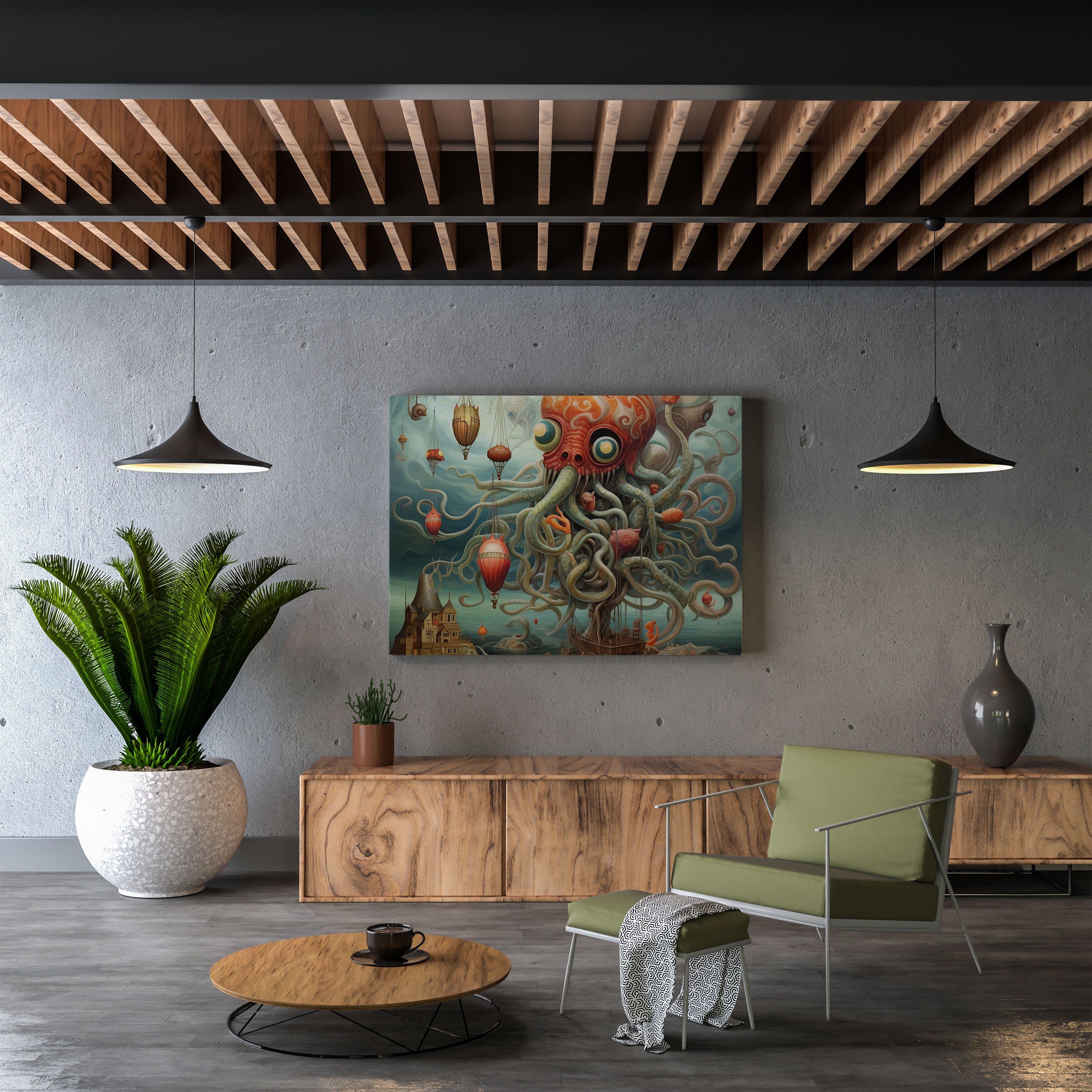 Surreal Octopus Wall Art - Octopus, Canvas, Surreal Art, Home Decoration