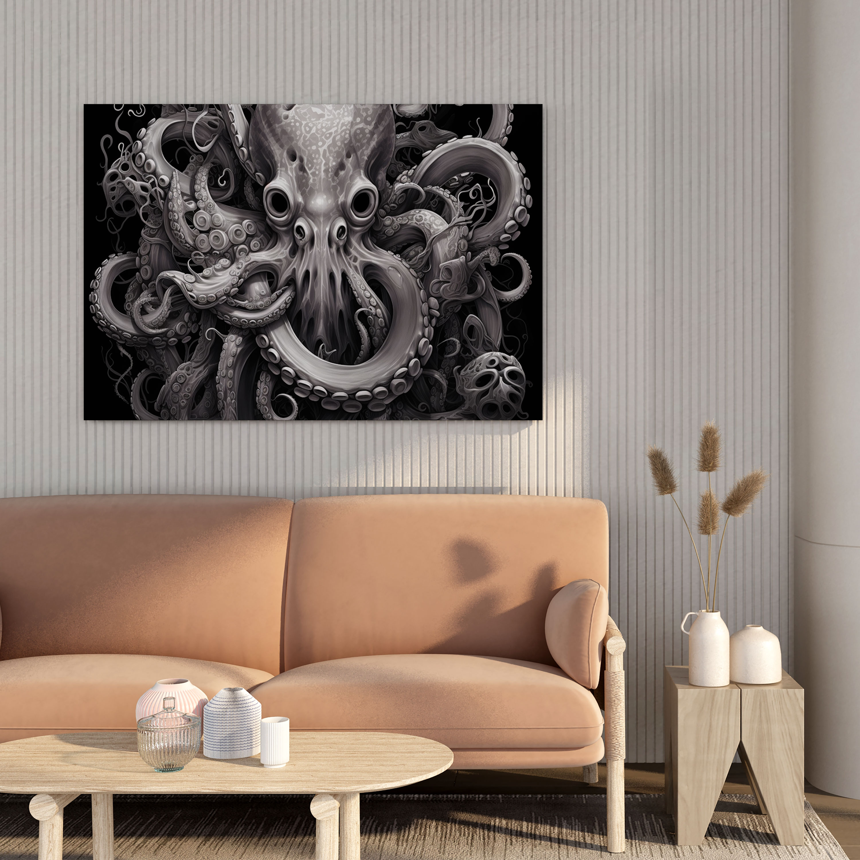 Majestic Octopus Canvas Print - Octopus, Intricate Patterns, Canvas Print, Digital Illustration