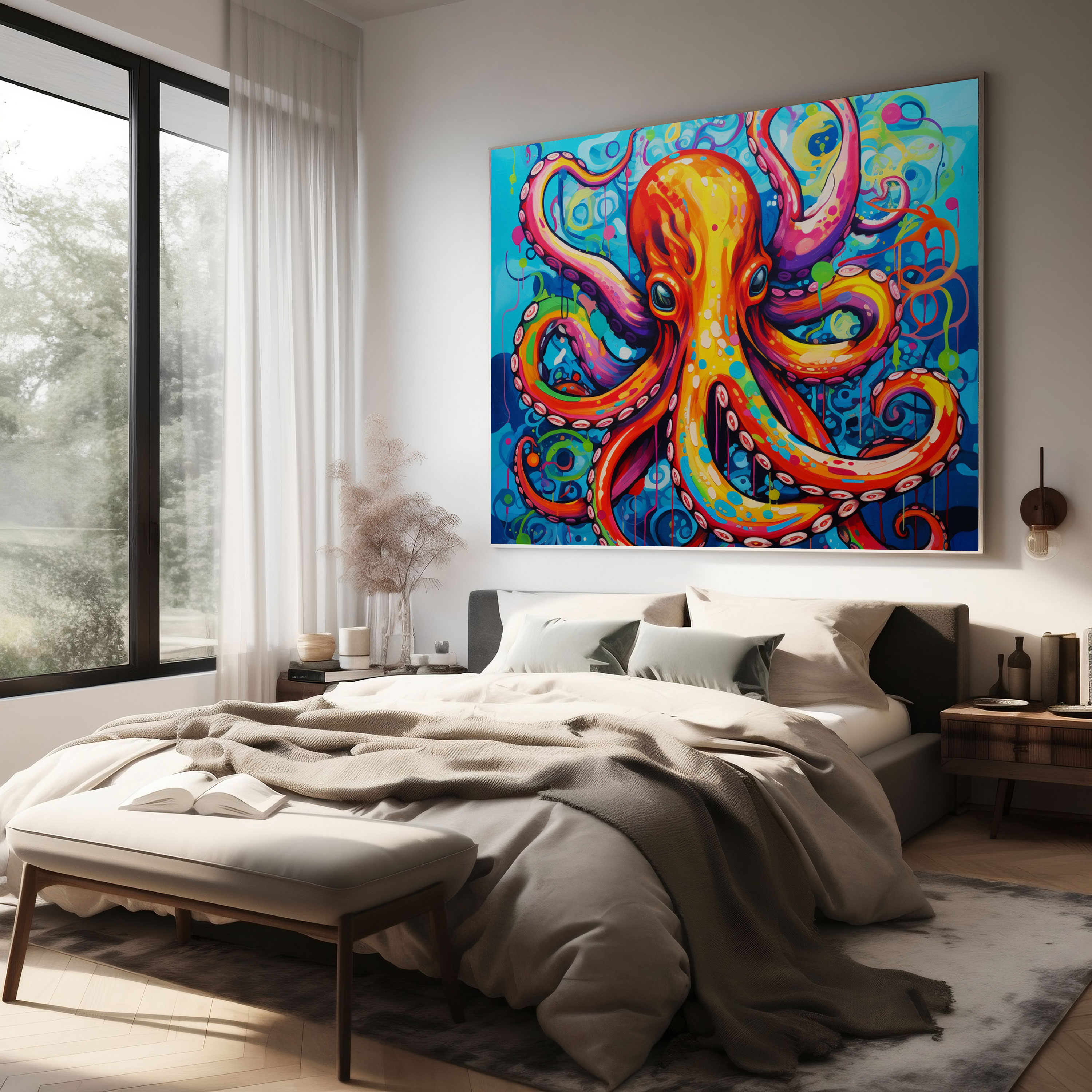 Colorful Octopus Wall Art - Octopus, Wall Decoration, Canvas, Colorful