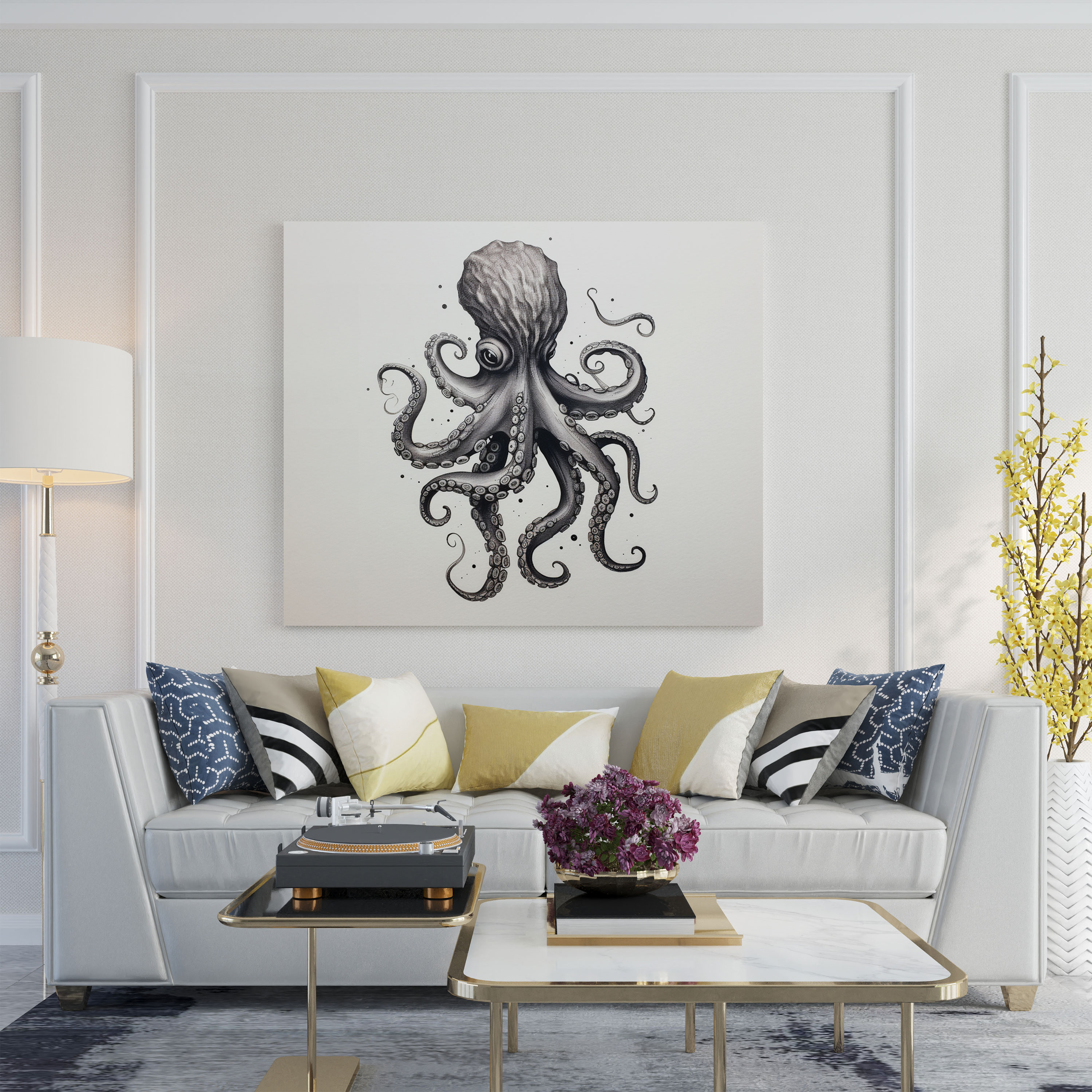 Minimalist Octopus Canvas Print - Octopus, Wall Decoration, Octopus, Home Decoration