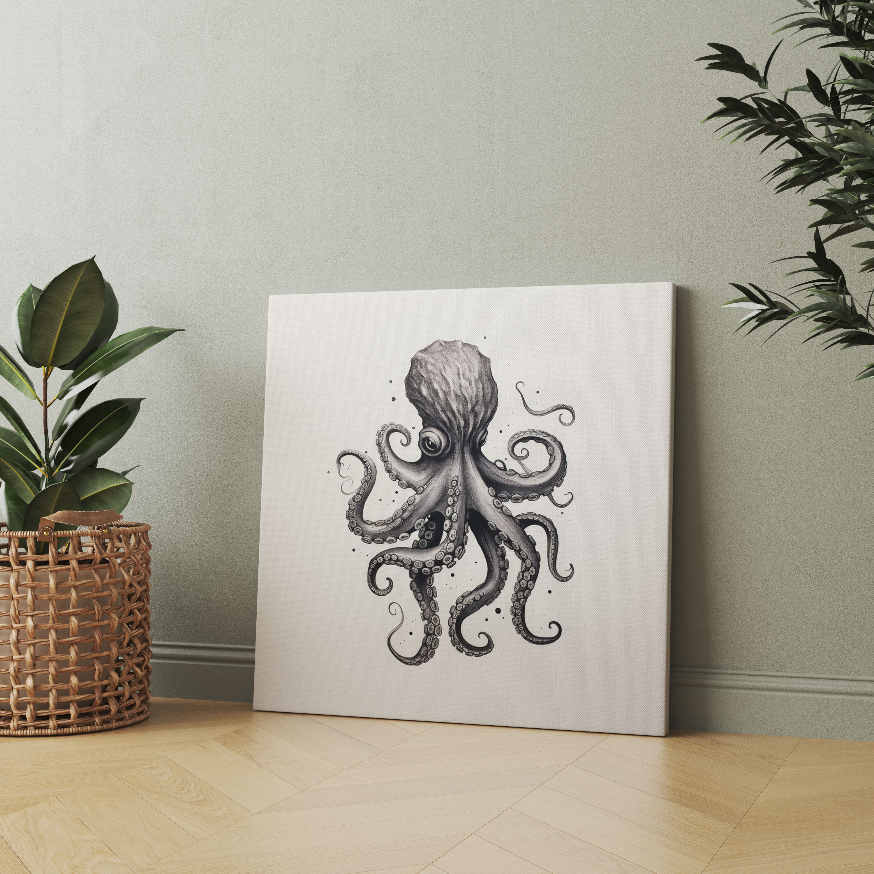 Minimalist Octopus Canvas Print - Octopus, Wall Decoration, Octopus, Home Decoration