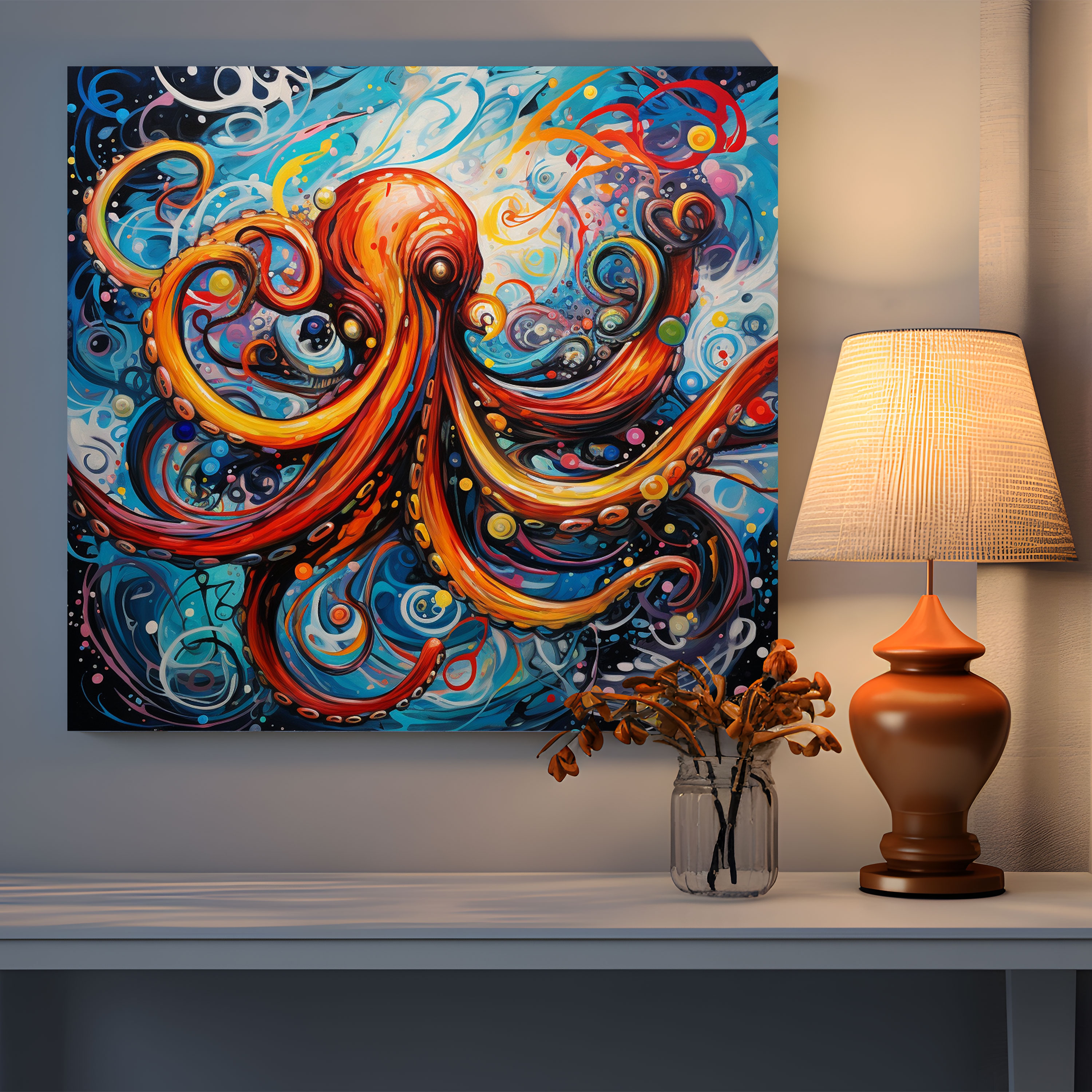 Octopus Canvas Print - Abstract Acrylic Painting Wall Art - Octopus, Ocean Decor, Canvas Wall Art, Wall Decoration