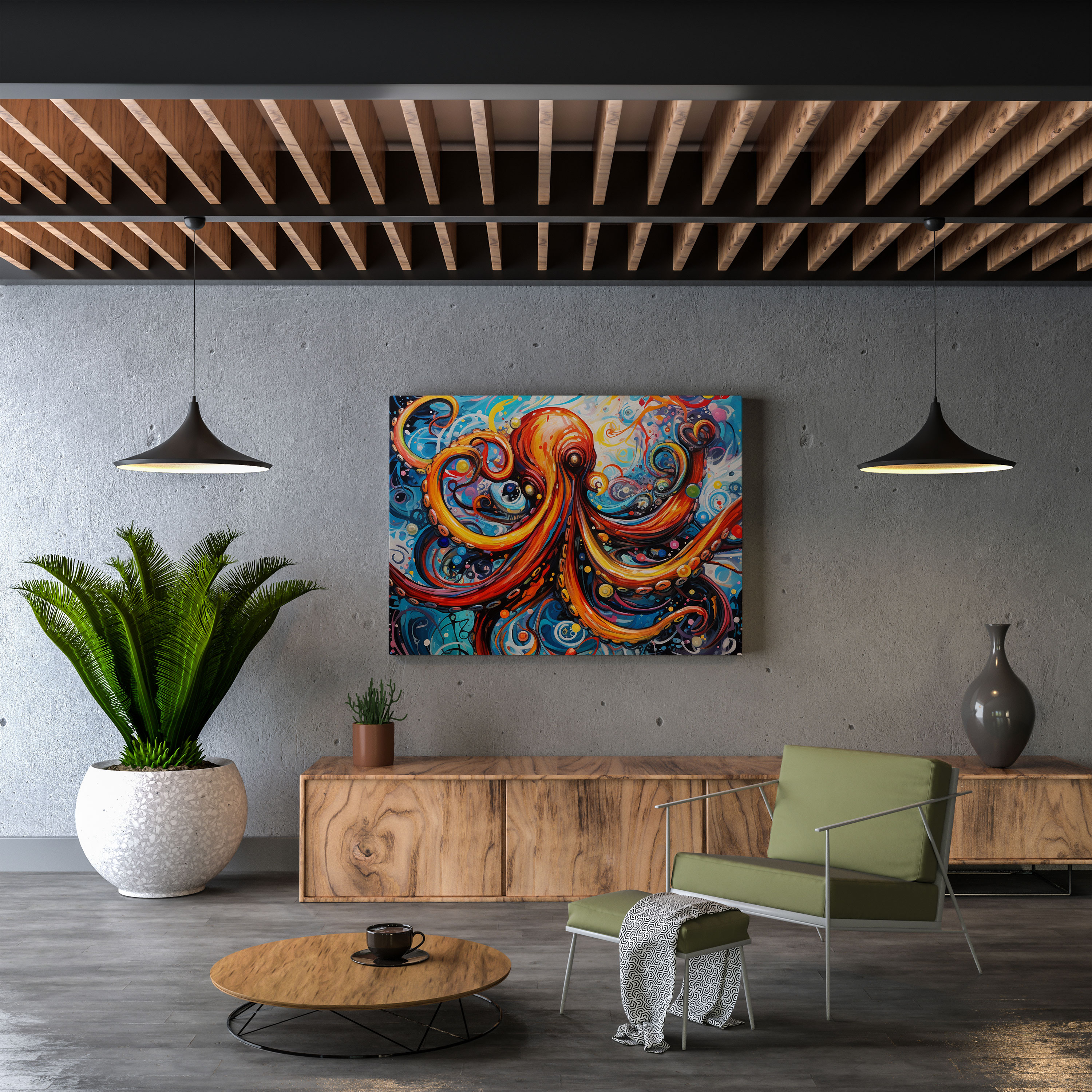 Octopus Canvas Print - Abstract Acrylic Painting Wall Art - Octopus, Ocean Decor, Canvas Wall Art, Wall Decoration