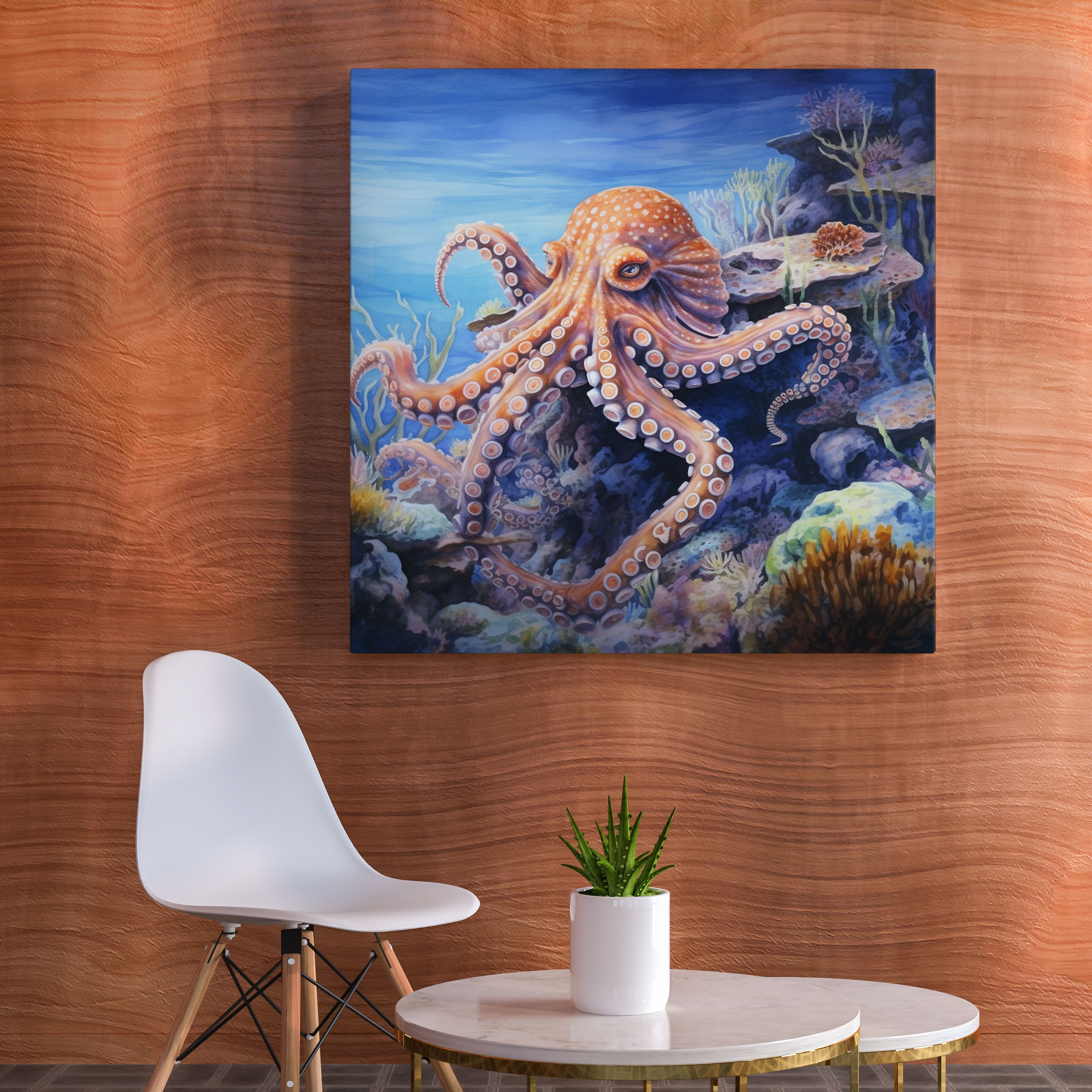 Octopus Canvas Print - Majestic Watercolor Painting - Octopus, Canvas Wall Art, Majestic, Canvas