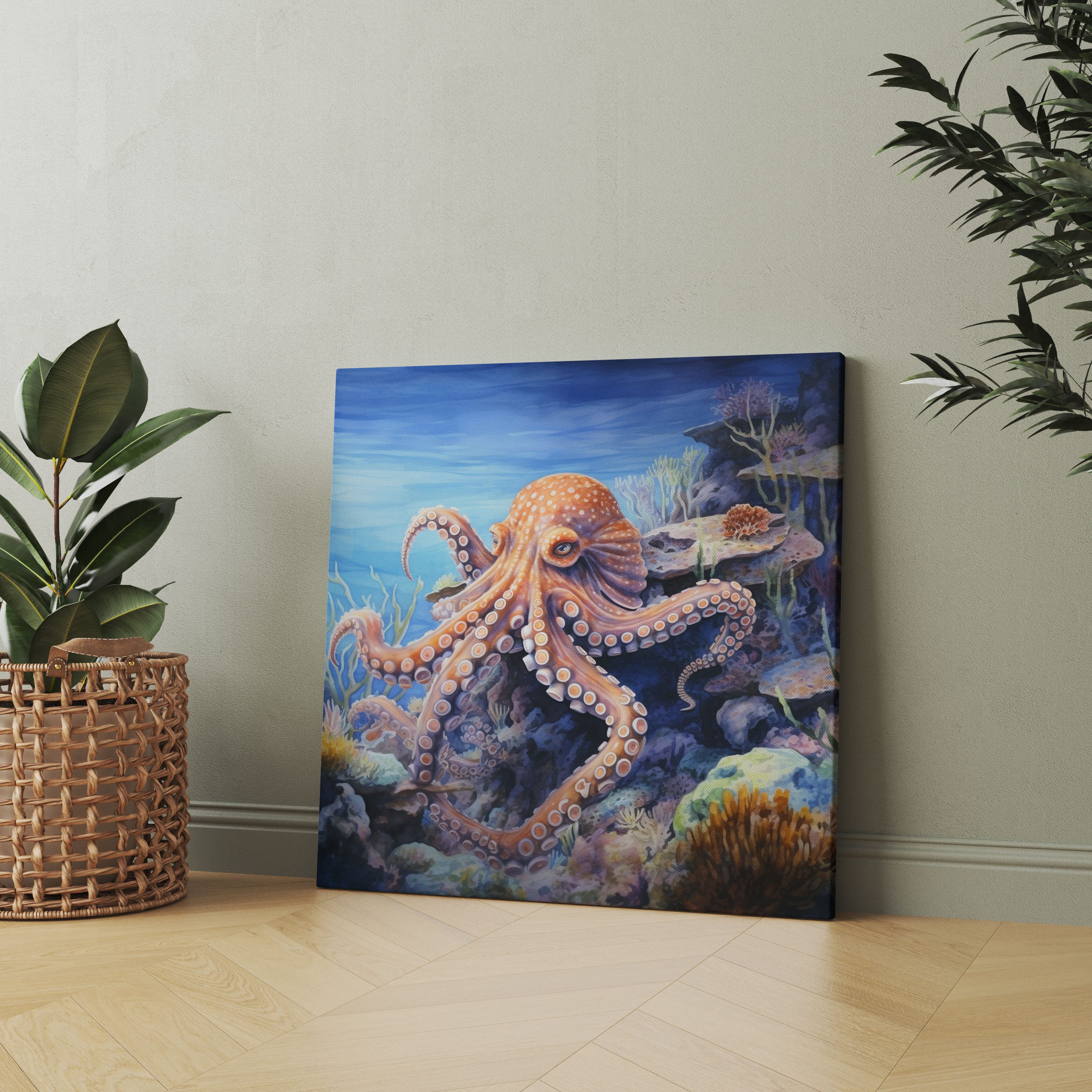 Octopus Canvas Print - Majestic Watercolor Painting - Octopus, Canvas Wall Art, Majestic, Canvas