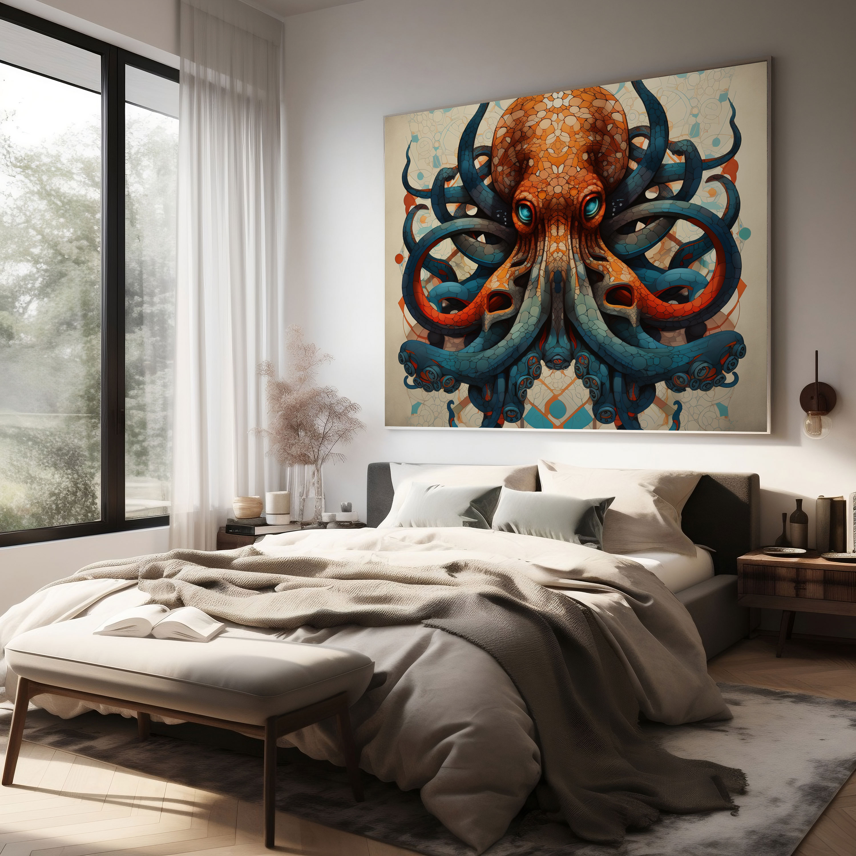 Octopus Canvas Print - Geometric Art - Octopus, Modern Art, Canvas Wall Art, Contemporary Decor