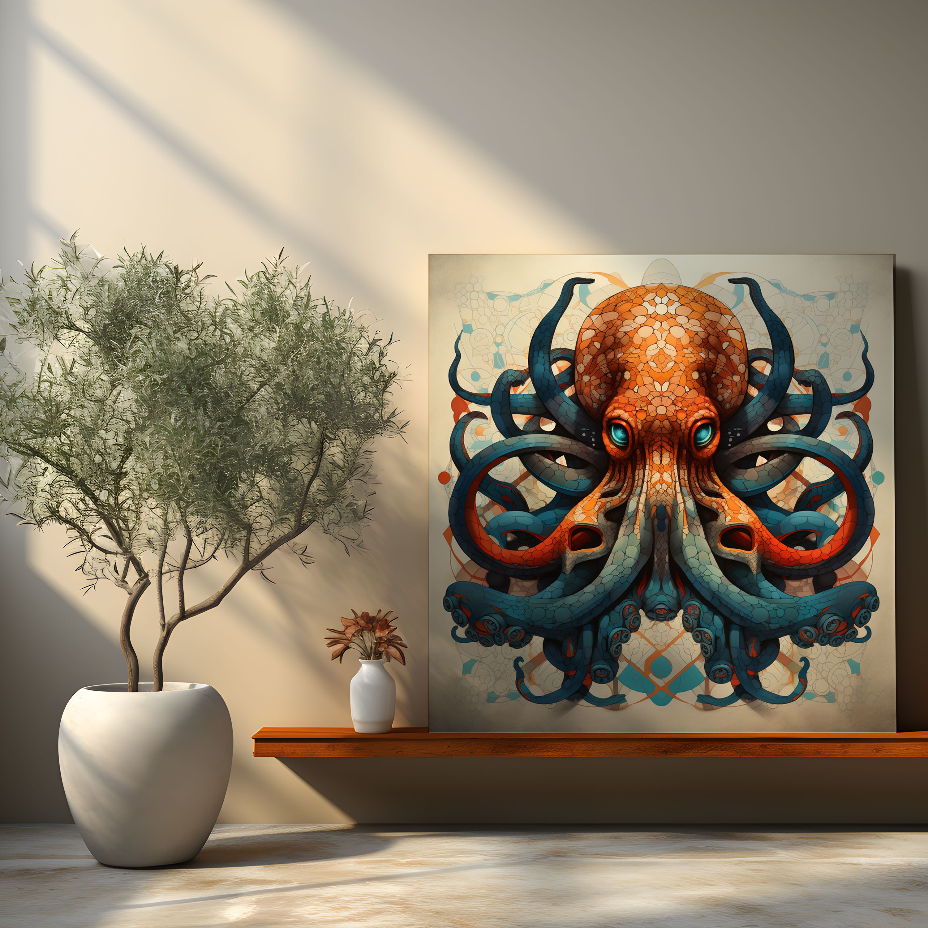 Octopus Canvas Print - Geometric Art - Octopus, Modern Art, Canvas Wall Art, Contemporary Decor