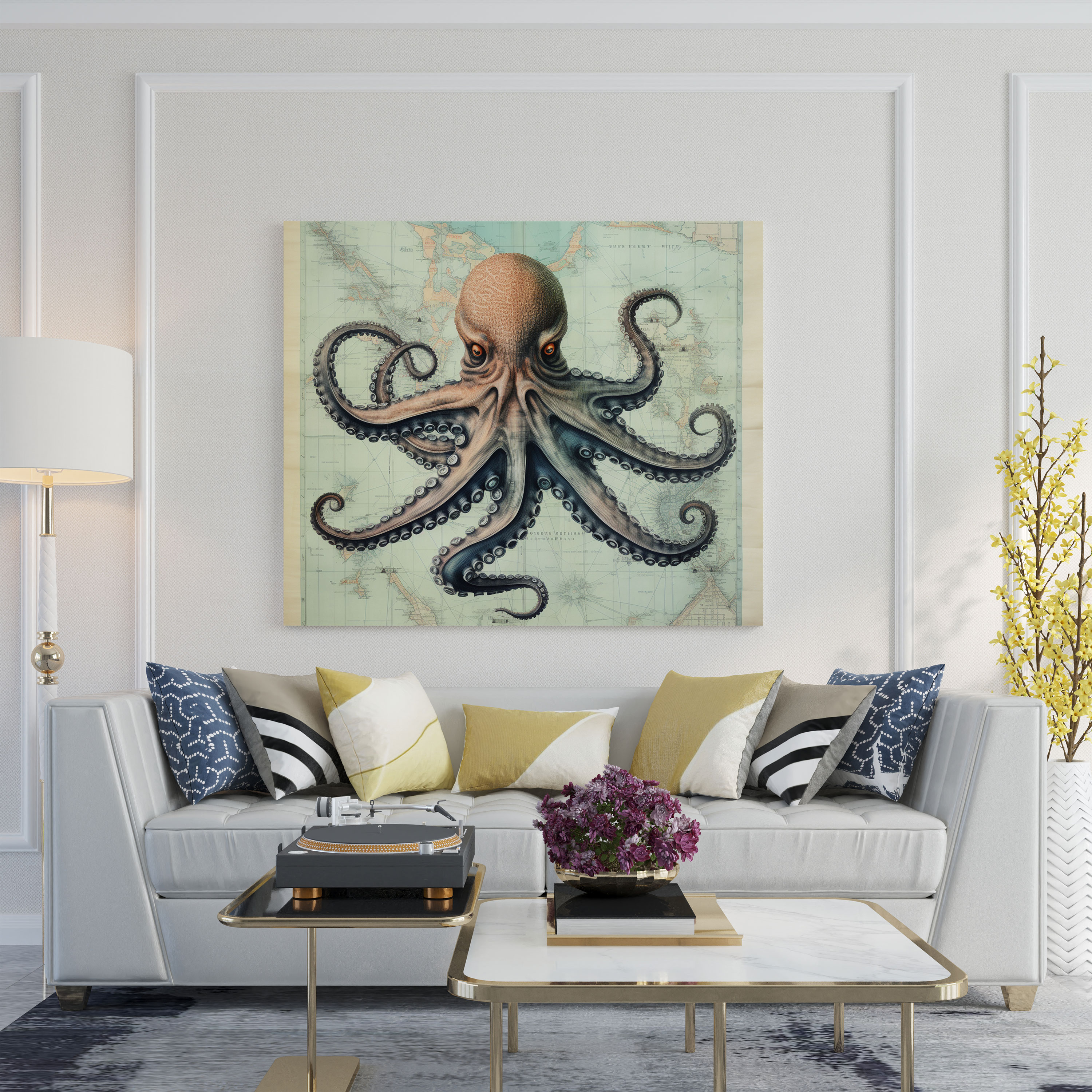 Octopus Wall Art - Collage Artwork - Octopus, Wall Decoration, Canvas Wall Art, Octopus