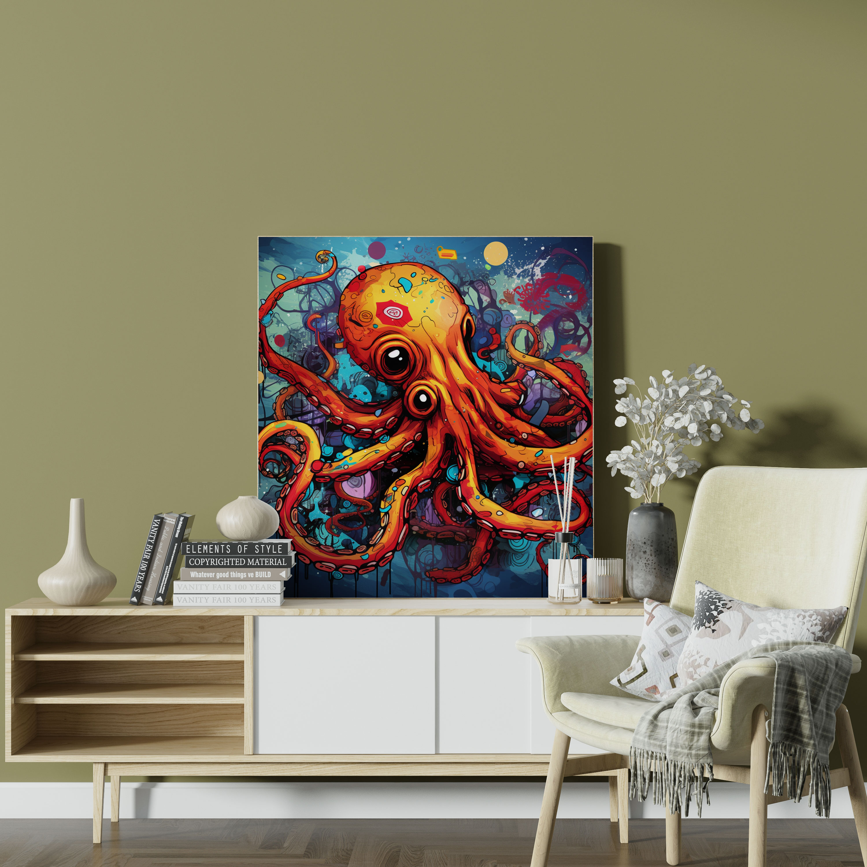 Octopus Canvas Print - Pop Art Style - Octopus, Octopus, Modern Decor, Vibrant Colors
