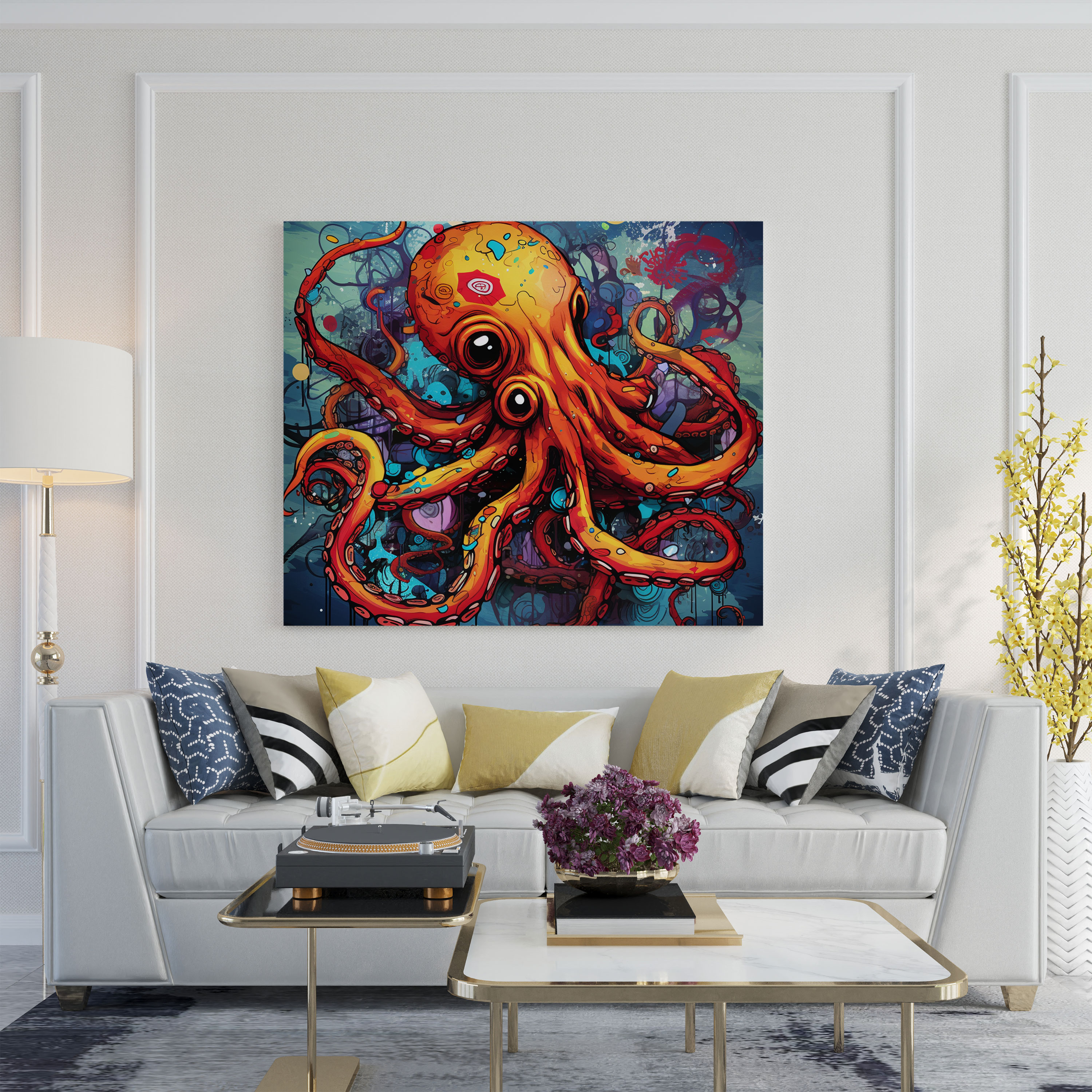 Octopus Canvas Print - Pop Art Style - Octopus, Octopus, Modern Decor, Vibrant Colors