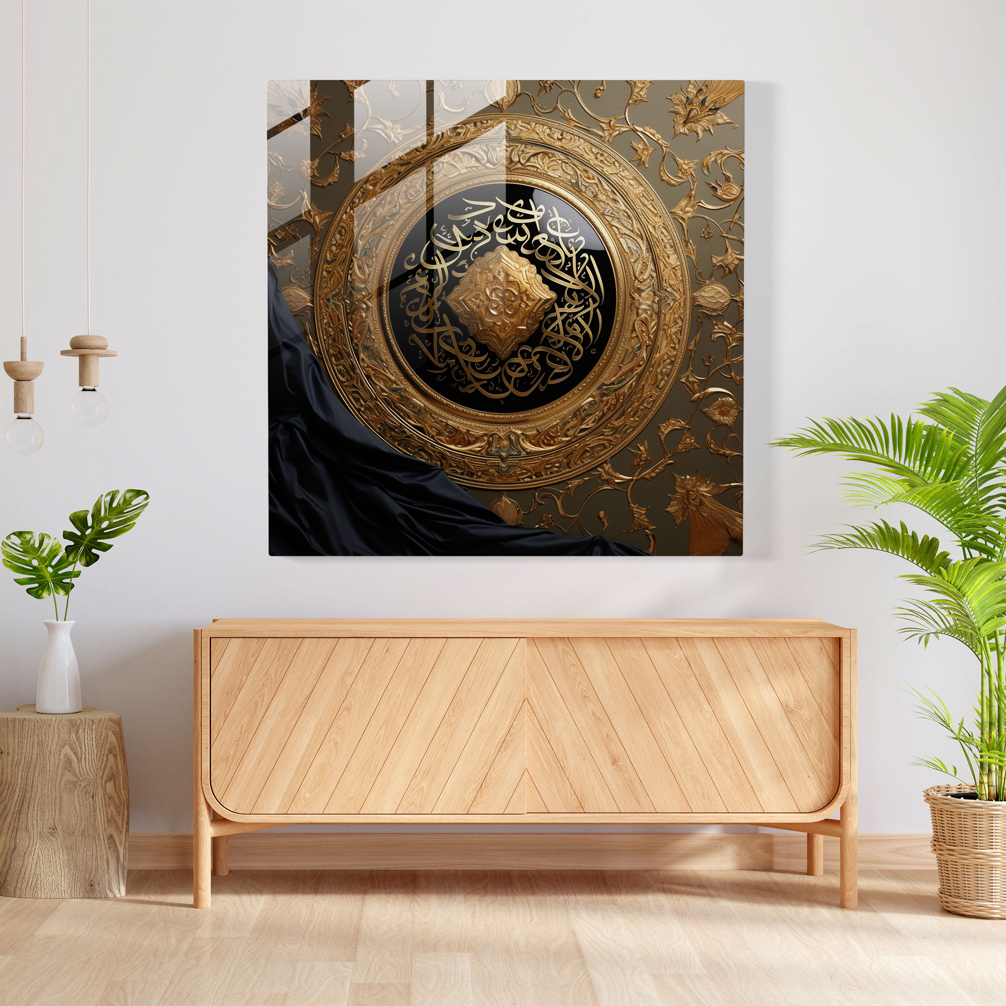 Ottoman Empire Calligraphy Painting - Majestic Artwork - Ottoman Empire, Gold Accents, Glass Art, Glass Print