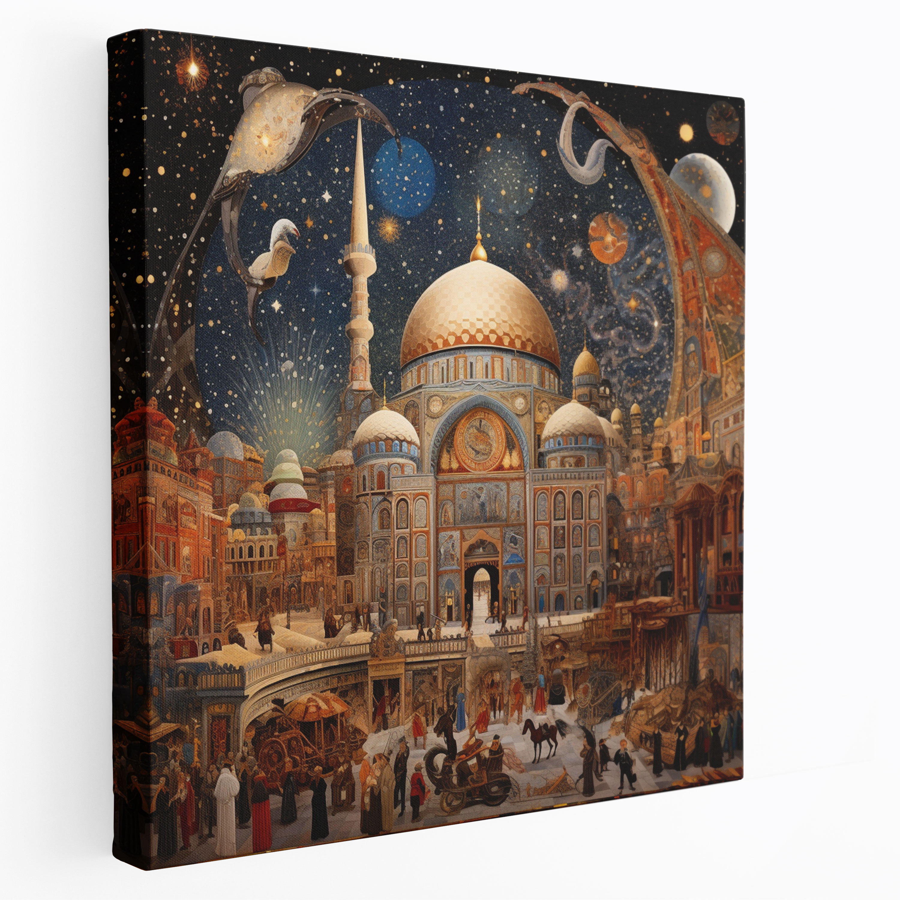 Exquisite Hand-Painted Ottoman Empire Mosaic Canvas Print Wall Art