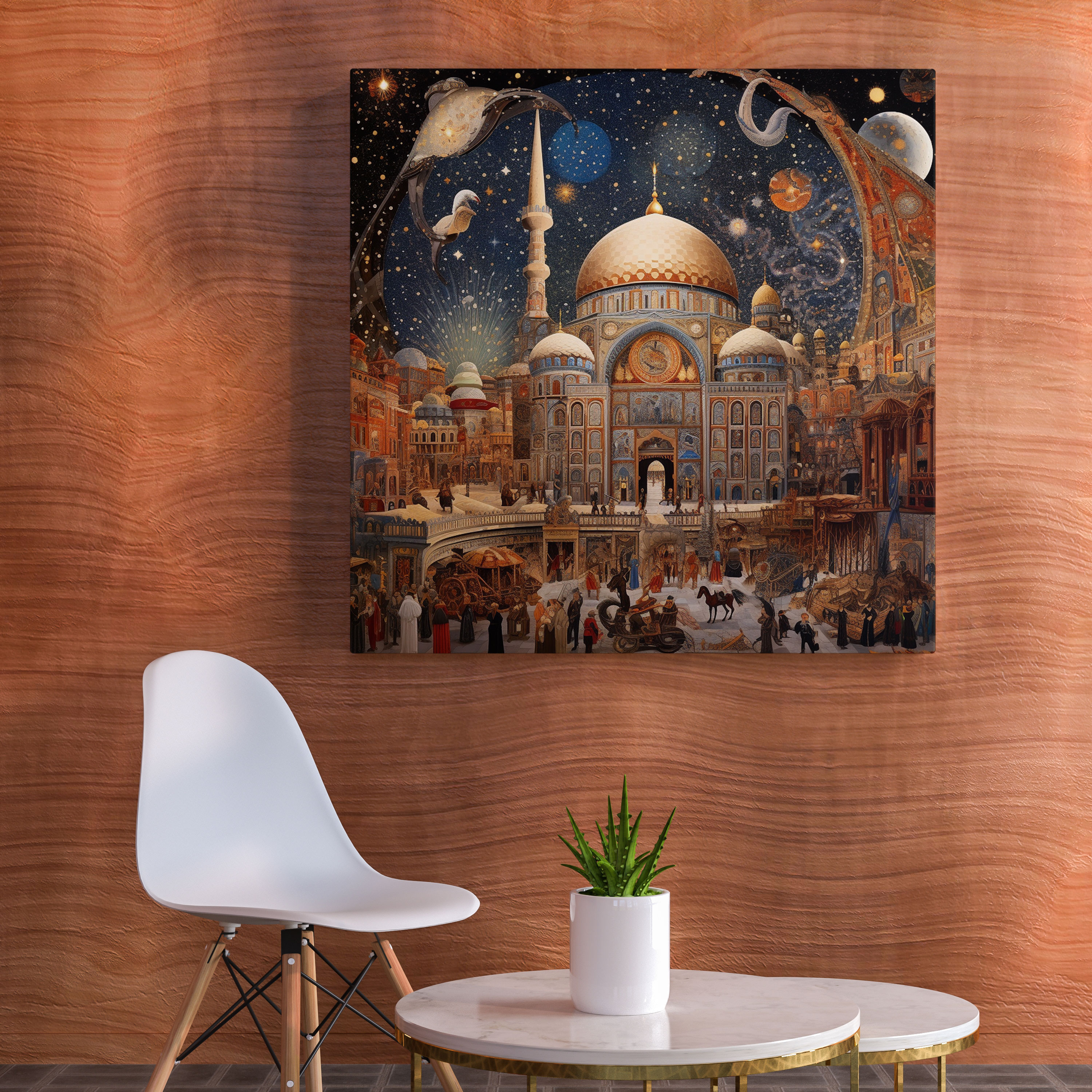 Exquisite Hand-Painted Ottoman Empire Mosaic Canvas Print Wall Art
