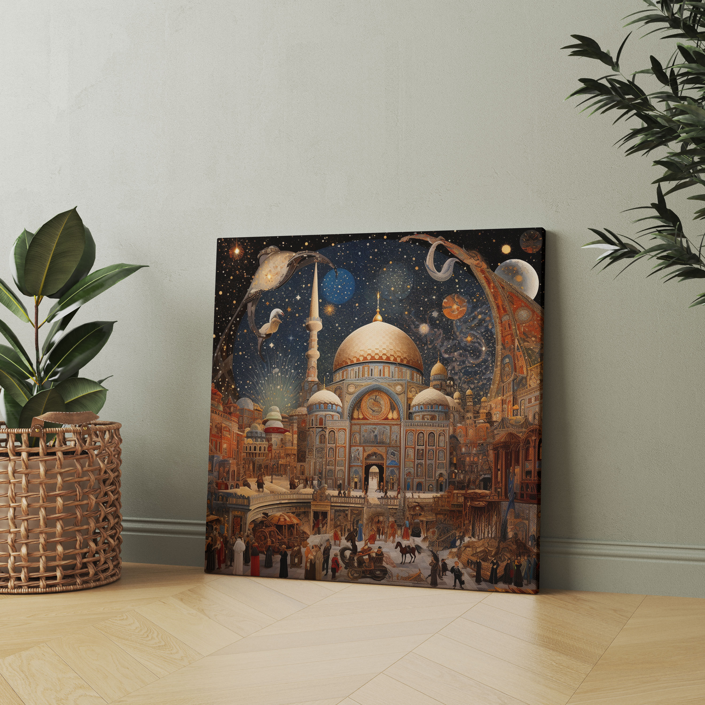 Exquisite Hand-Painted Ottoman Empire Mosaic Canvas Print Wall Art