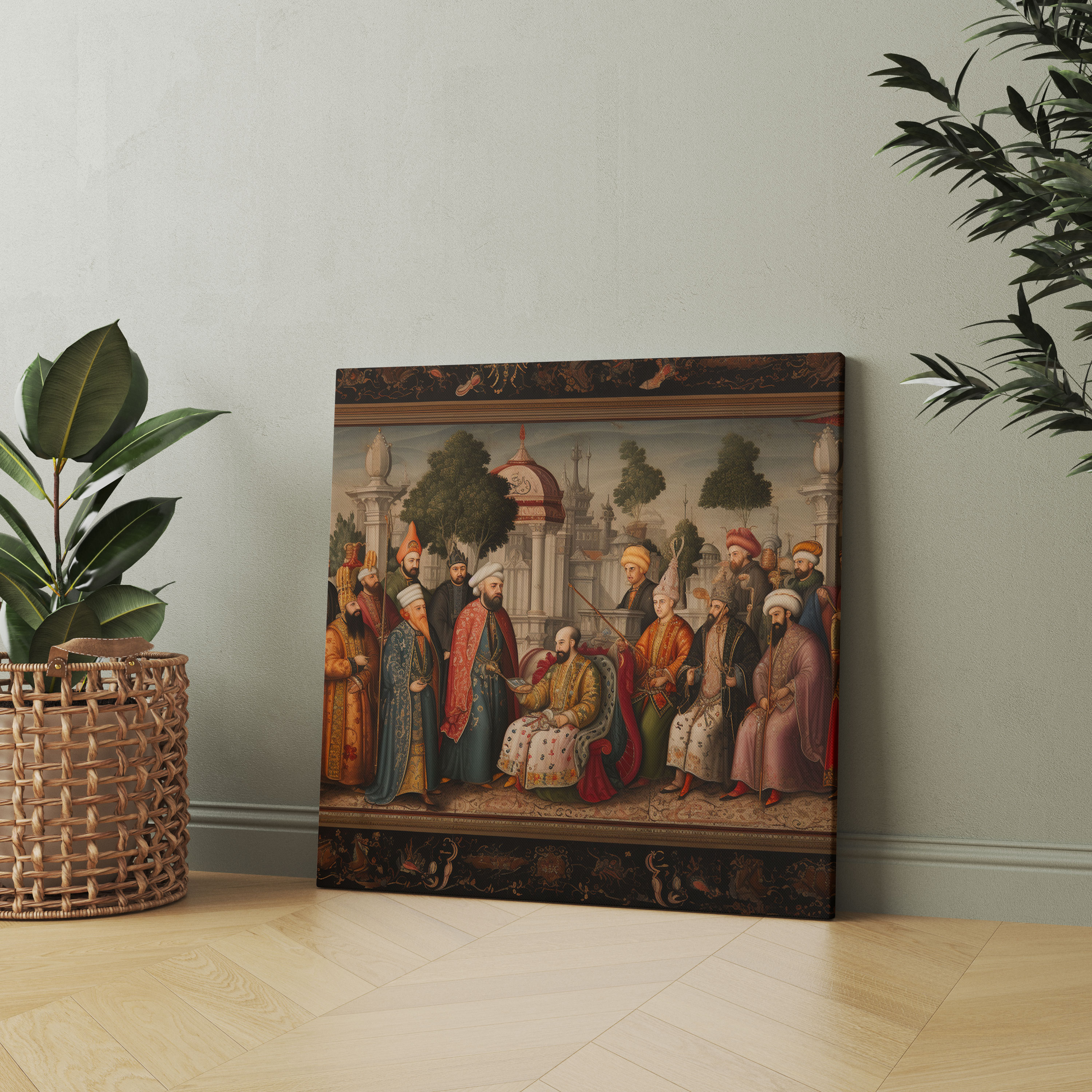 Opulent Ottoman Court Scene Miniature Painting - Wall Decoration