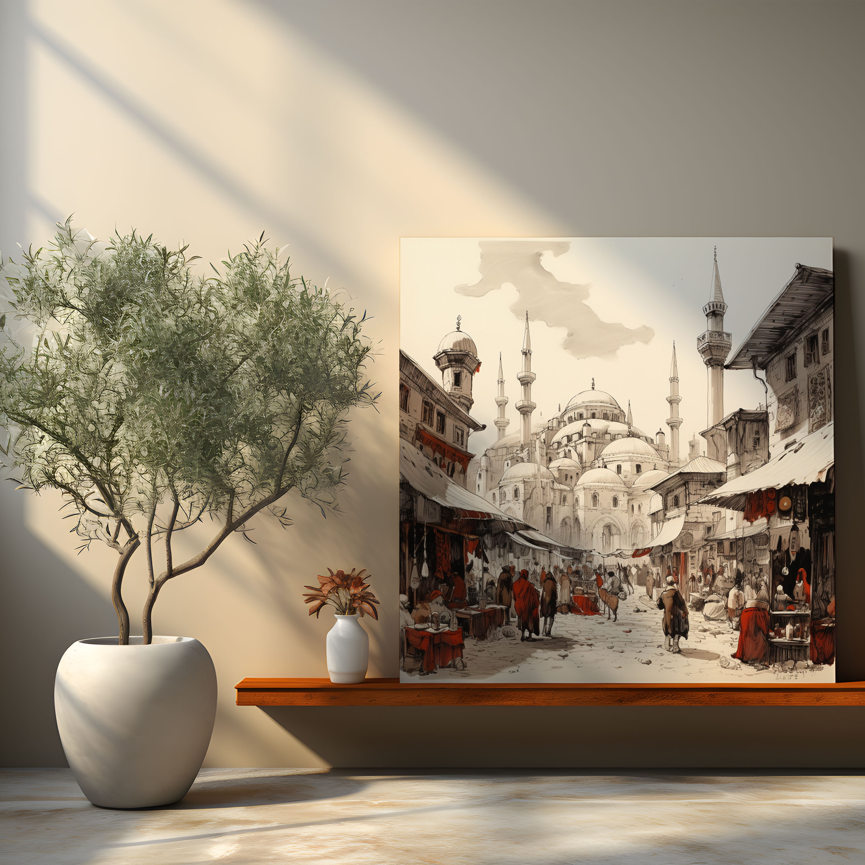 Bustling Ottoman Bazaar - Canvas Wall Art