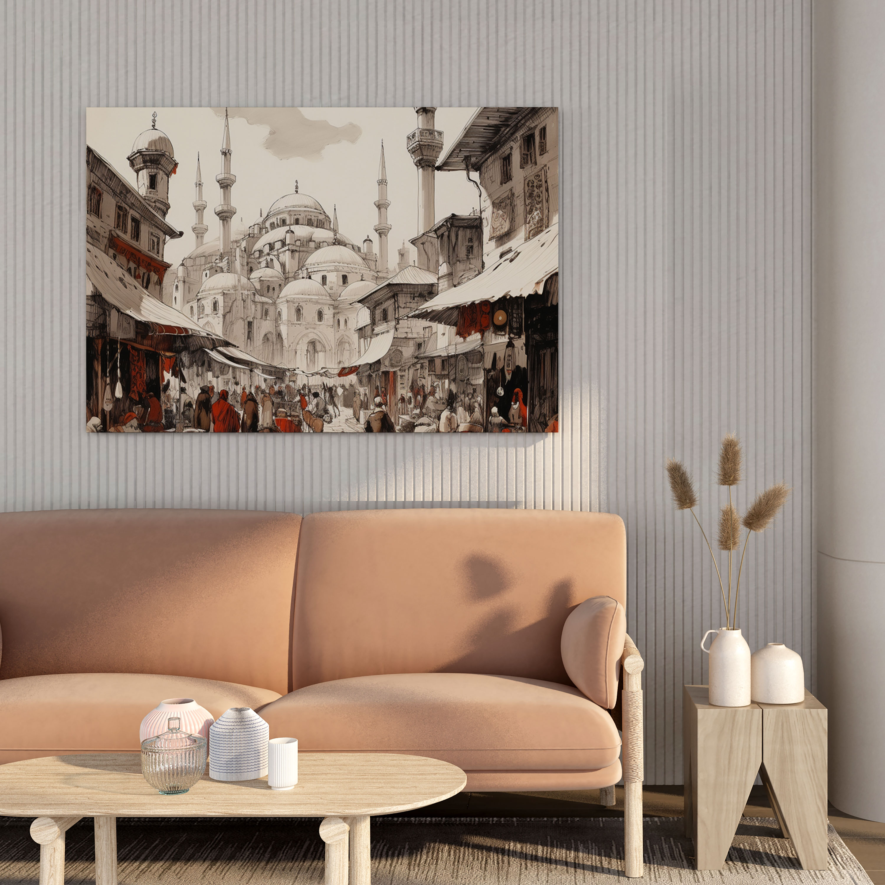 Bustling Ottoman Bazaar - Canvas Wall Art
