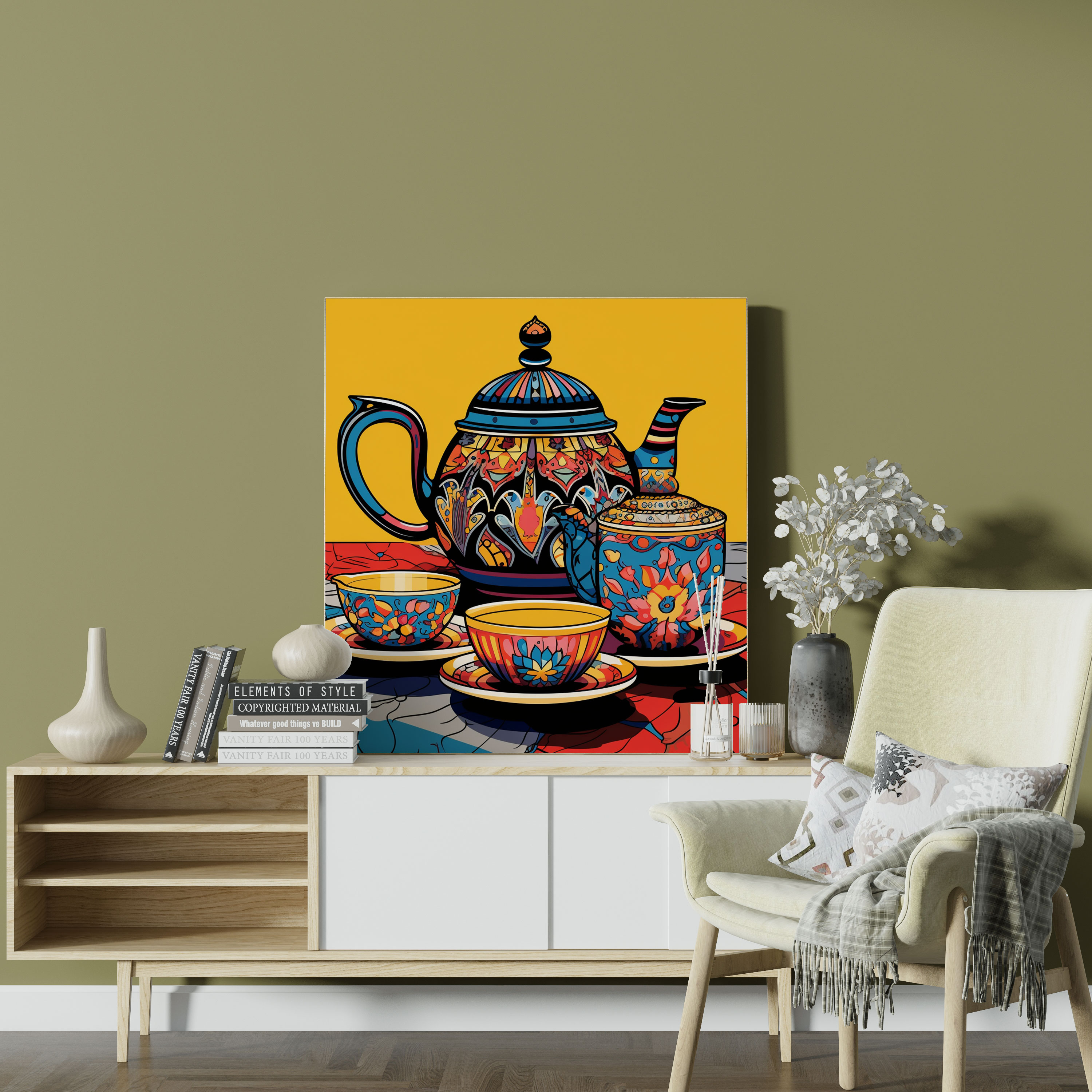 Ottoman Tea Set Pop Art Canvas Print