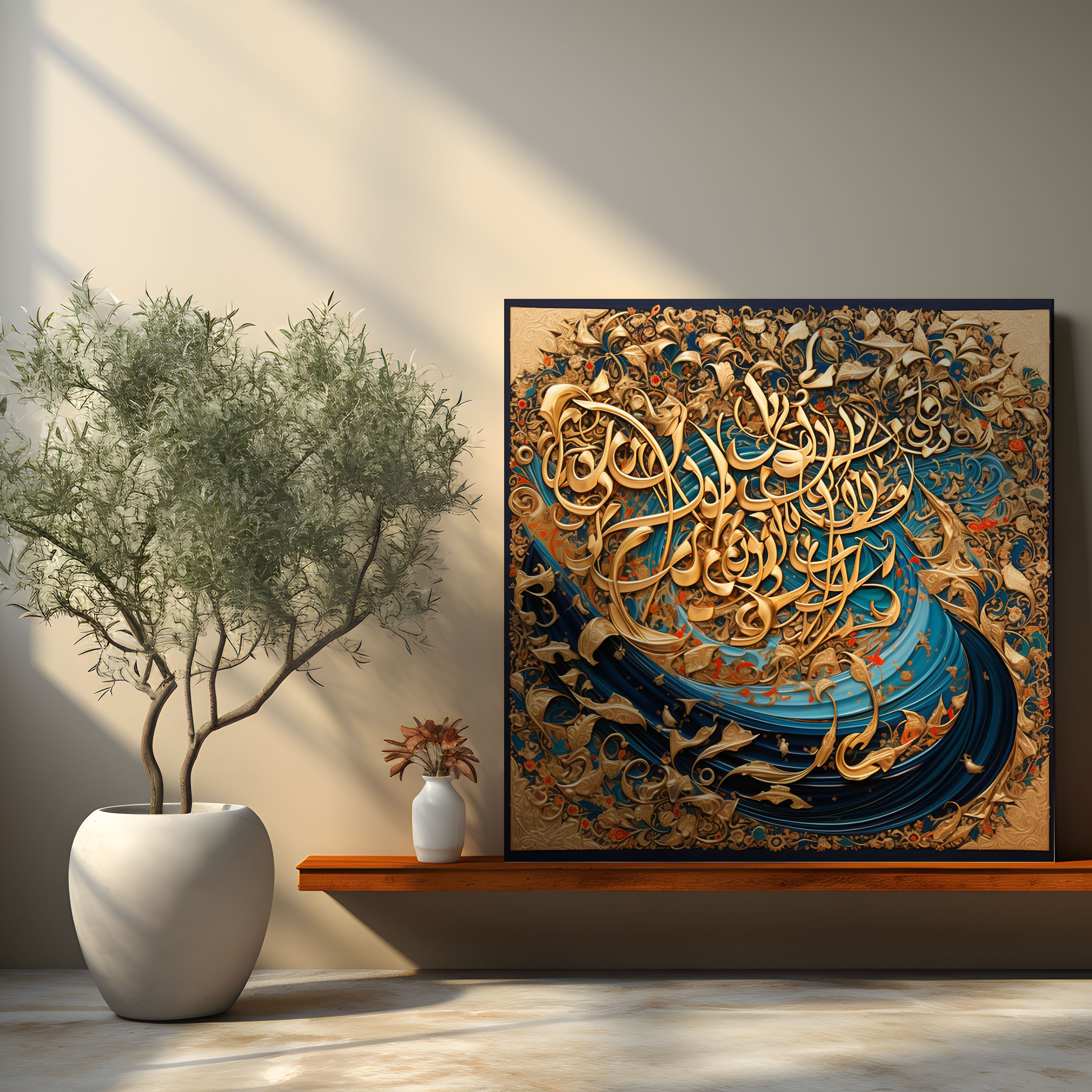 Elegant Ottoman Empire Calligraphy Canvas Print | Intricate Gold Accents
