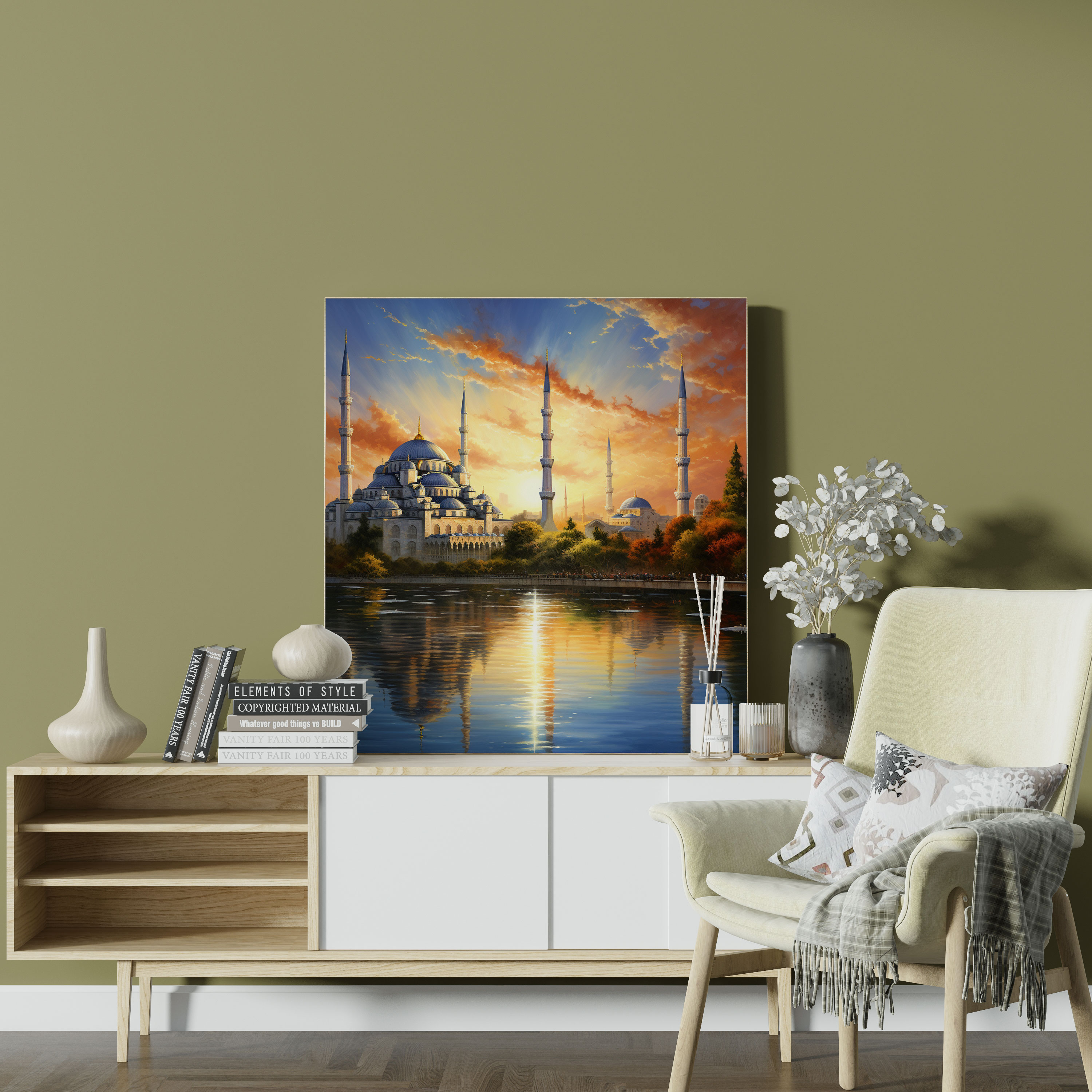 Blue Mosque Sunset Canvas Print